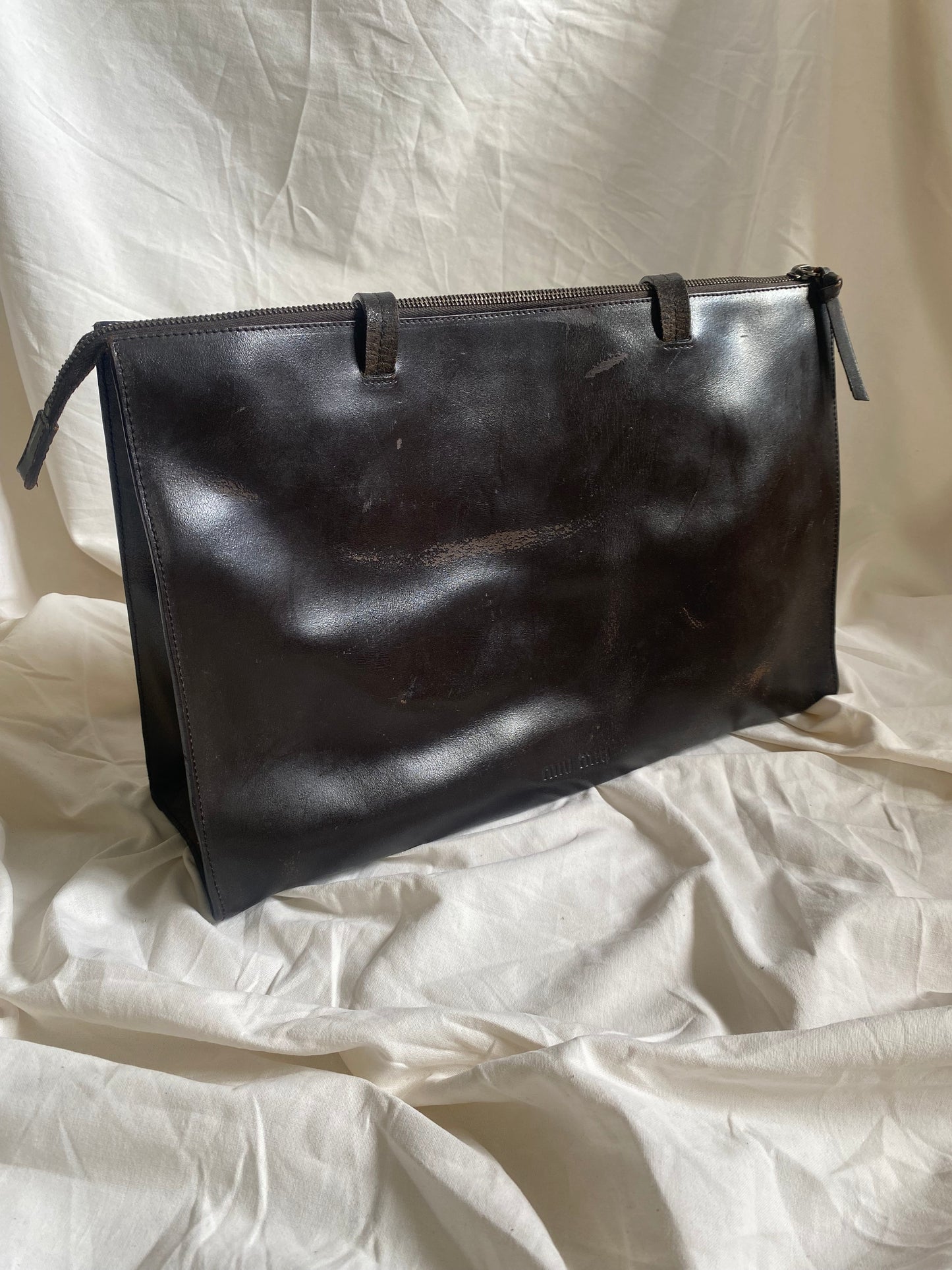 Miu Miu 90s Minimalistic Shoulder Bag Dark Brown