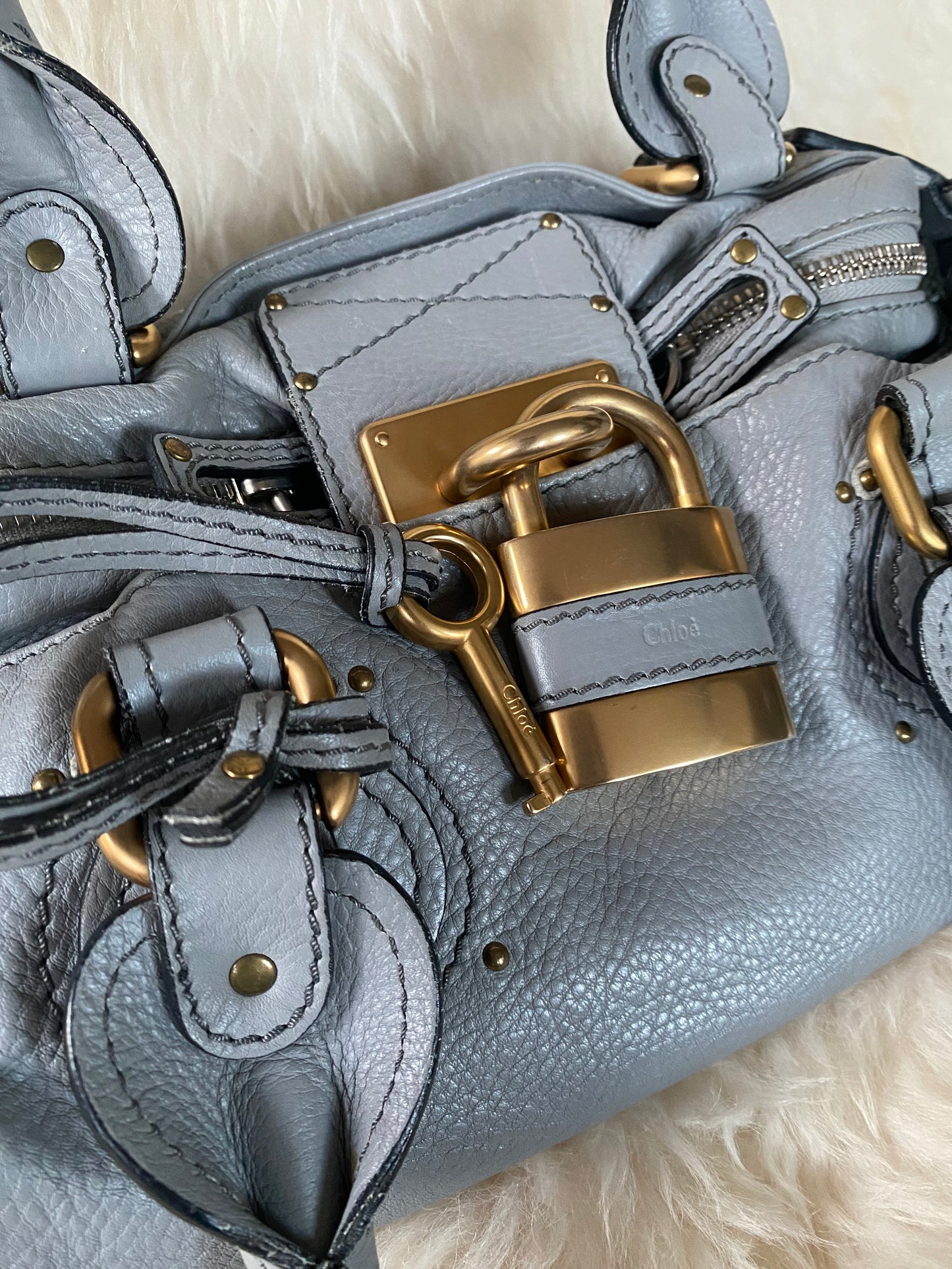 Chloé Paddington Shoulder Bag Blue (medium size)