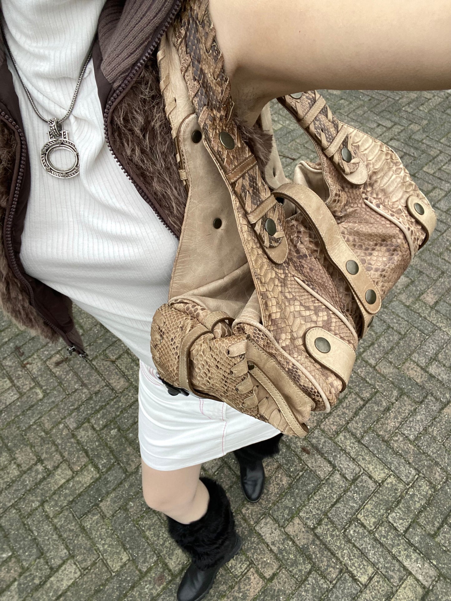 Chloé Silverado Shoulder Bag Brown Python