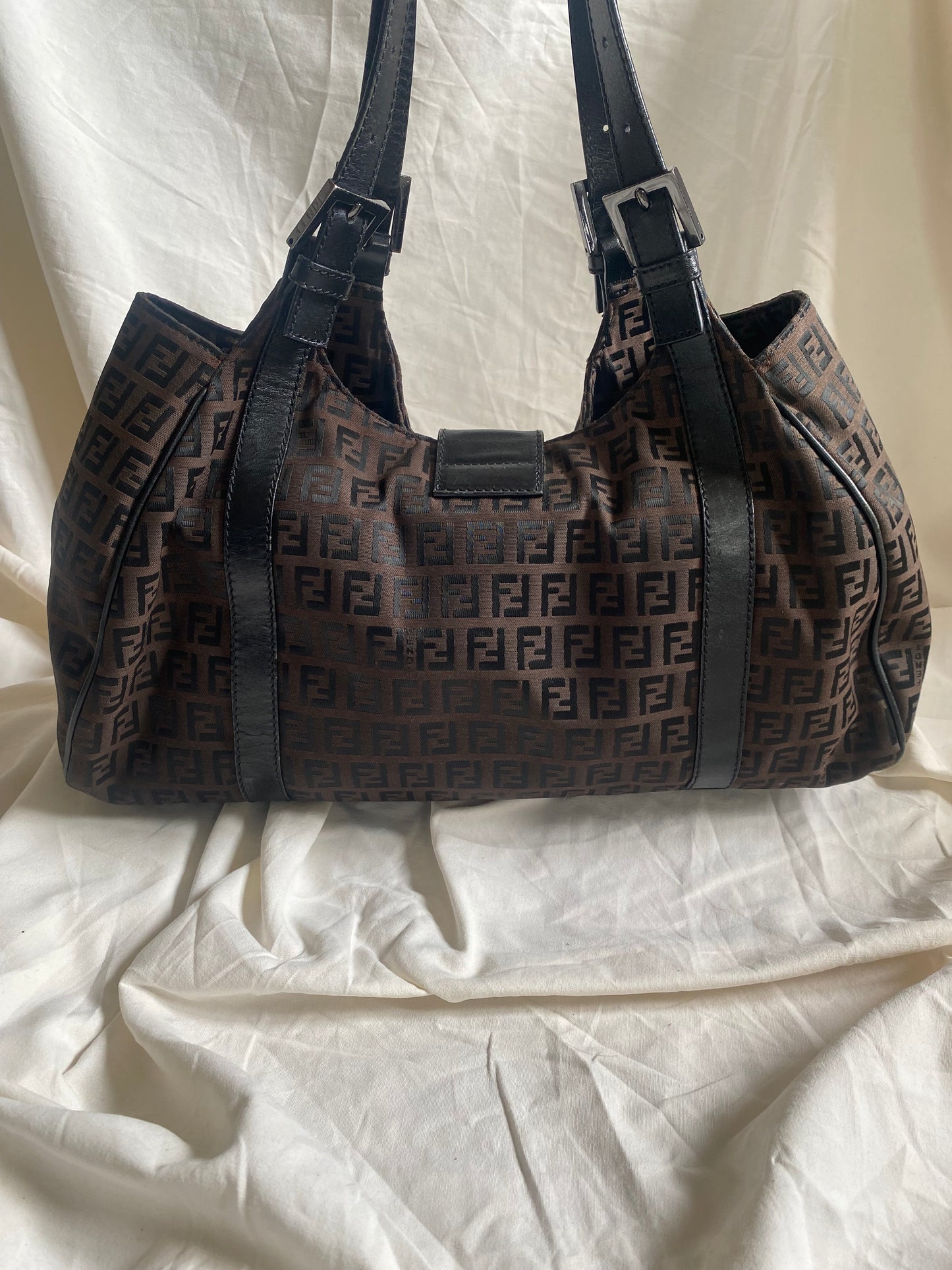 Fendi Zucca Monogram Shoulder Bag Dark Brown