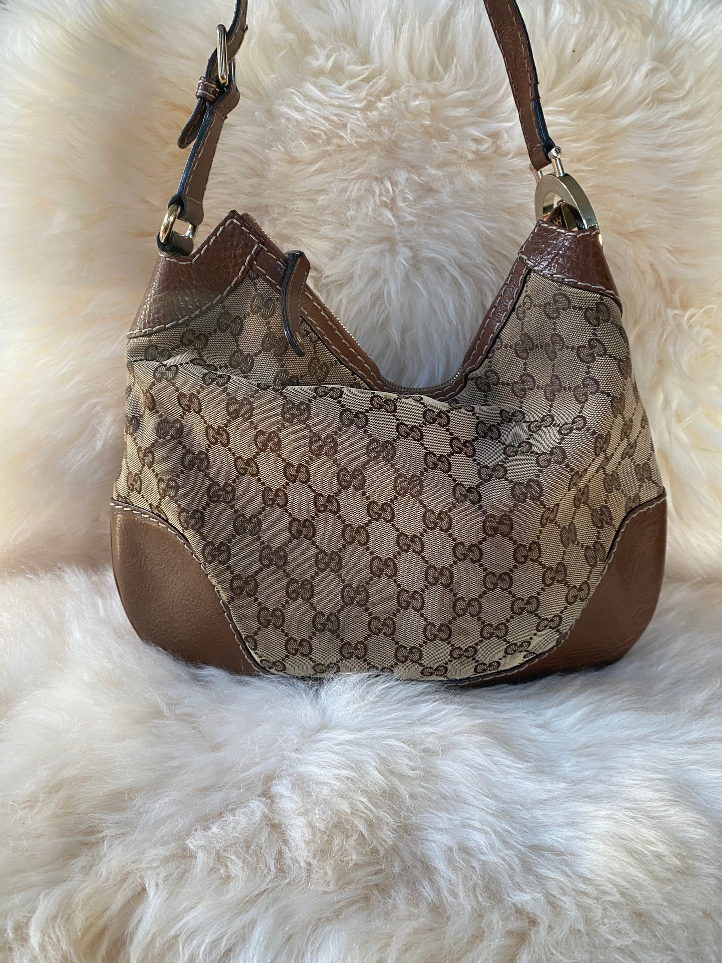 Gucci GG Canvas Shoulder Bag Brown