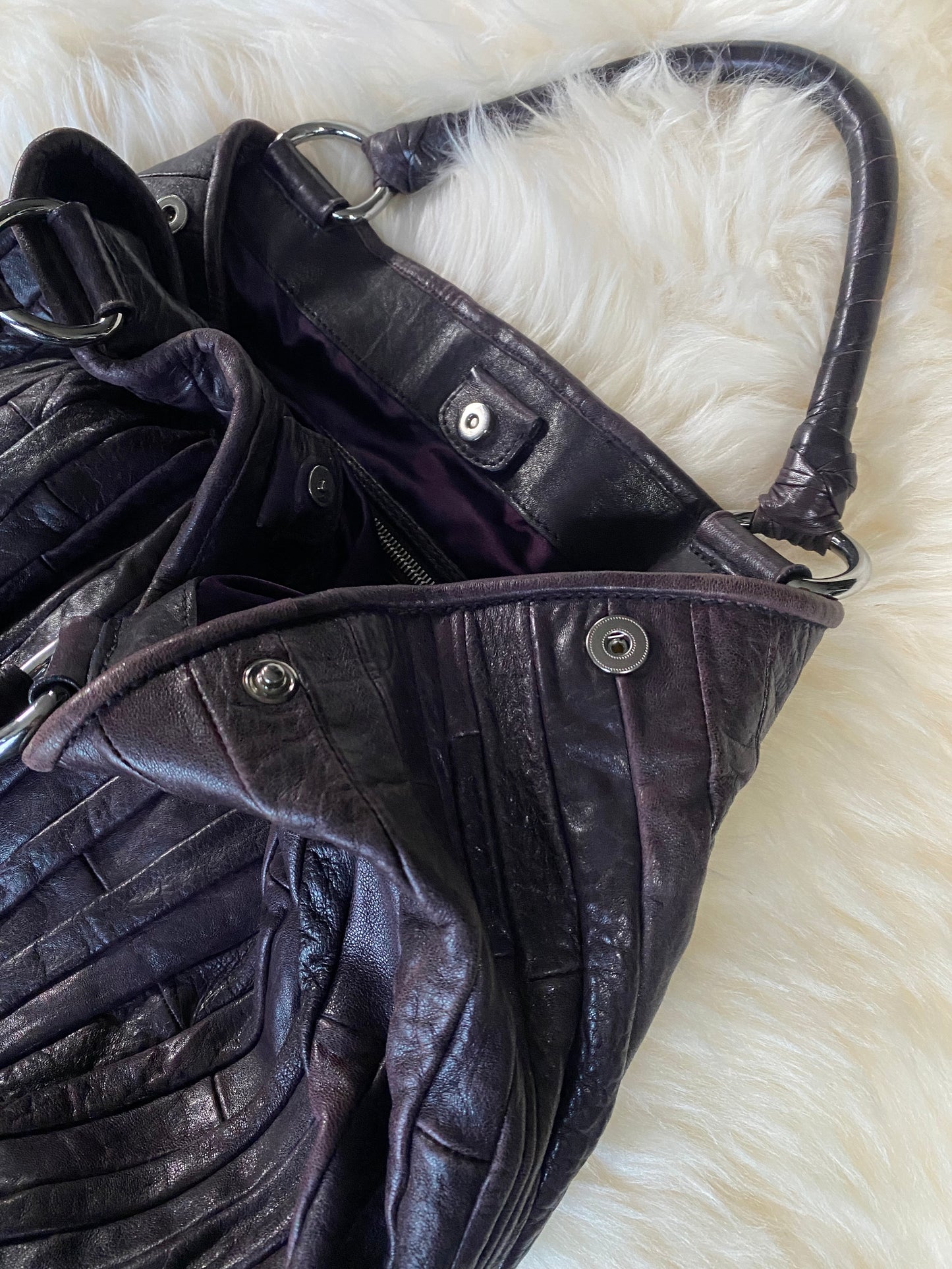 Miu Miu Patchwork Shoulder Bag Purple