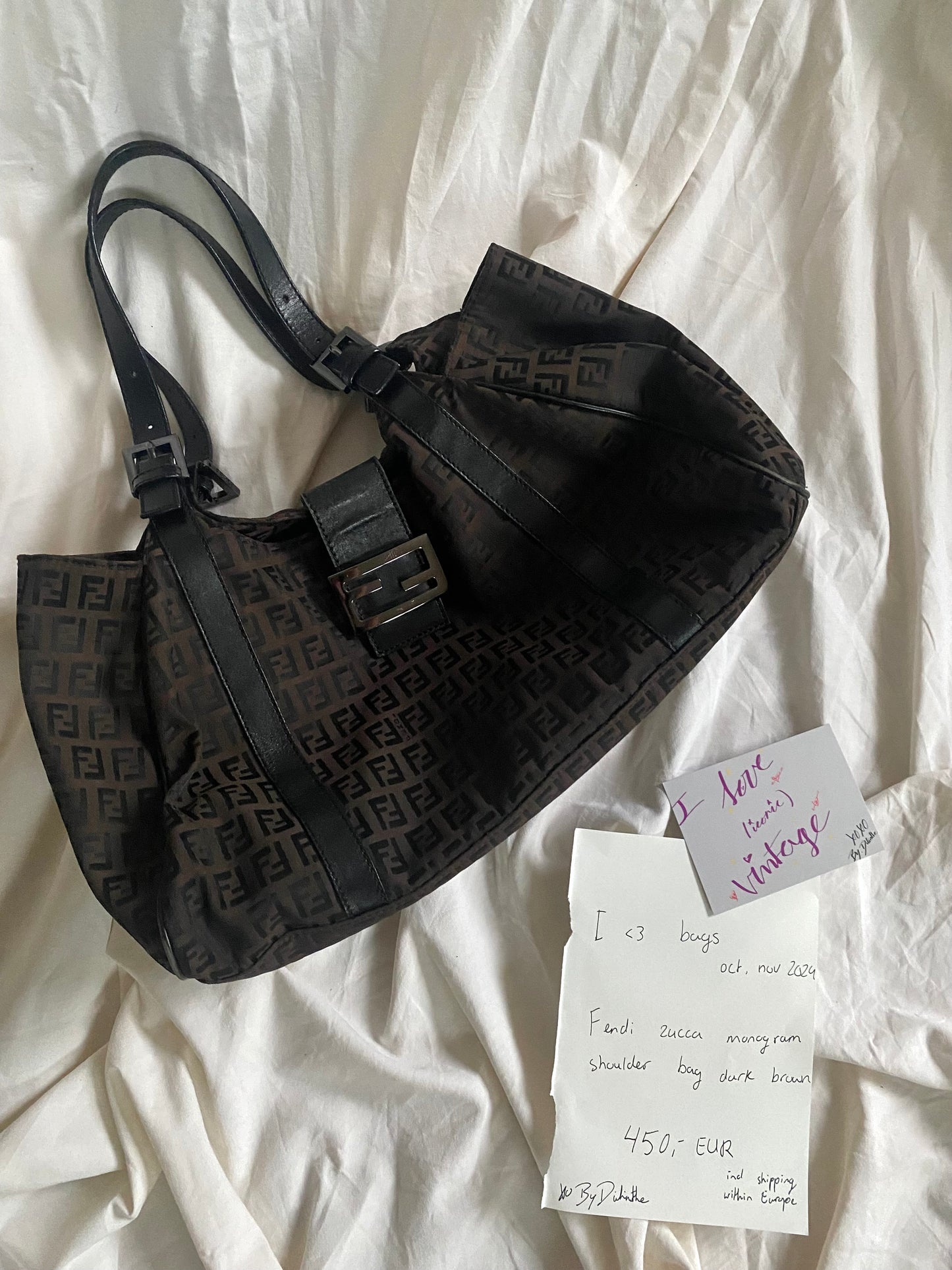 Fendi Zucca Monogram Shoulder Bag Dark Brown