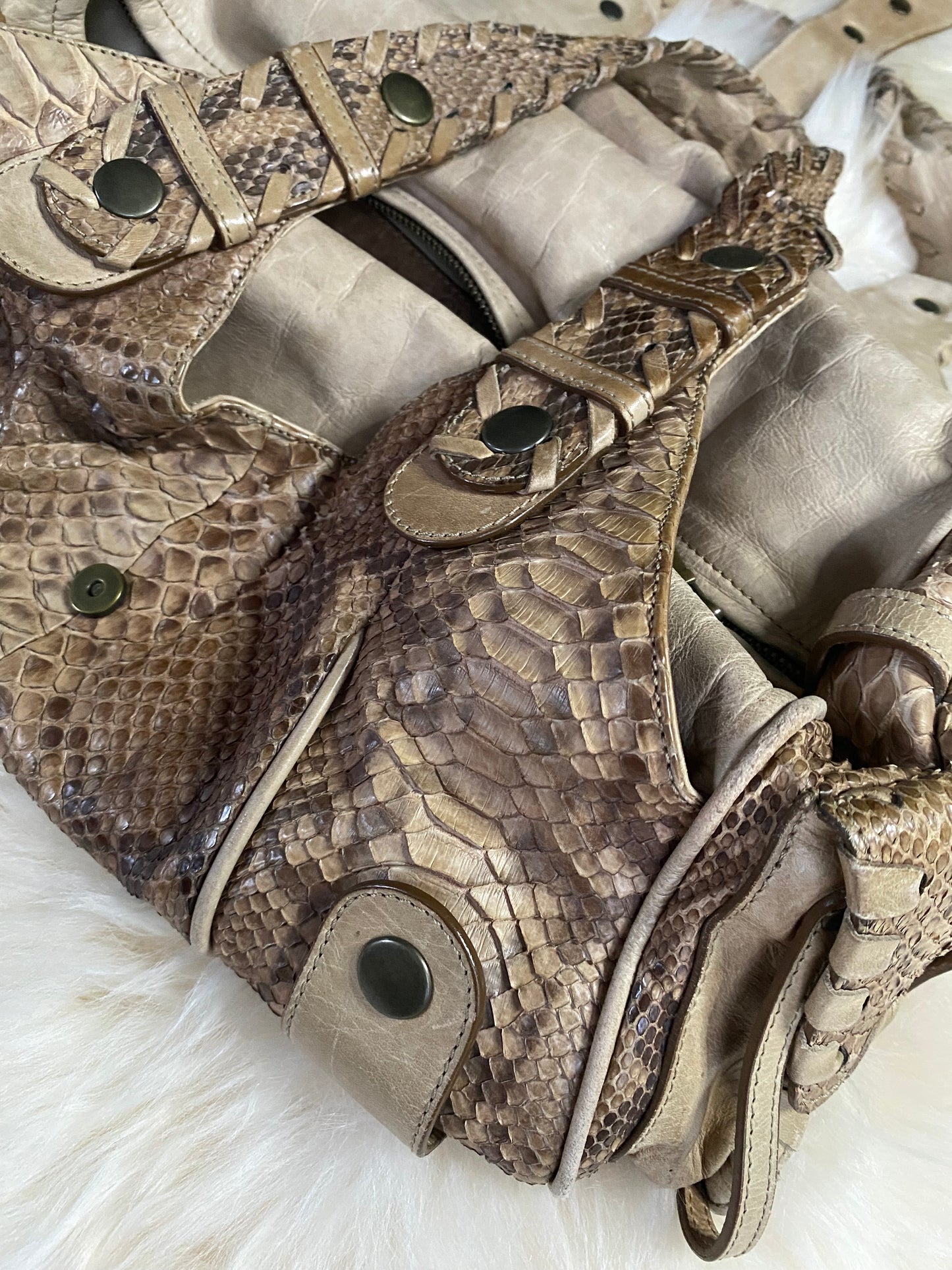 Chloé Silverado Shoulder Bag Brown Python