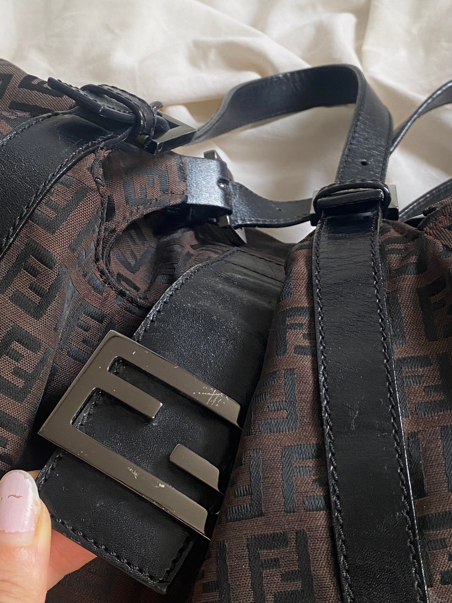 Fendi Zucca Monogram Shoulder Bag Dark Brown