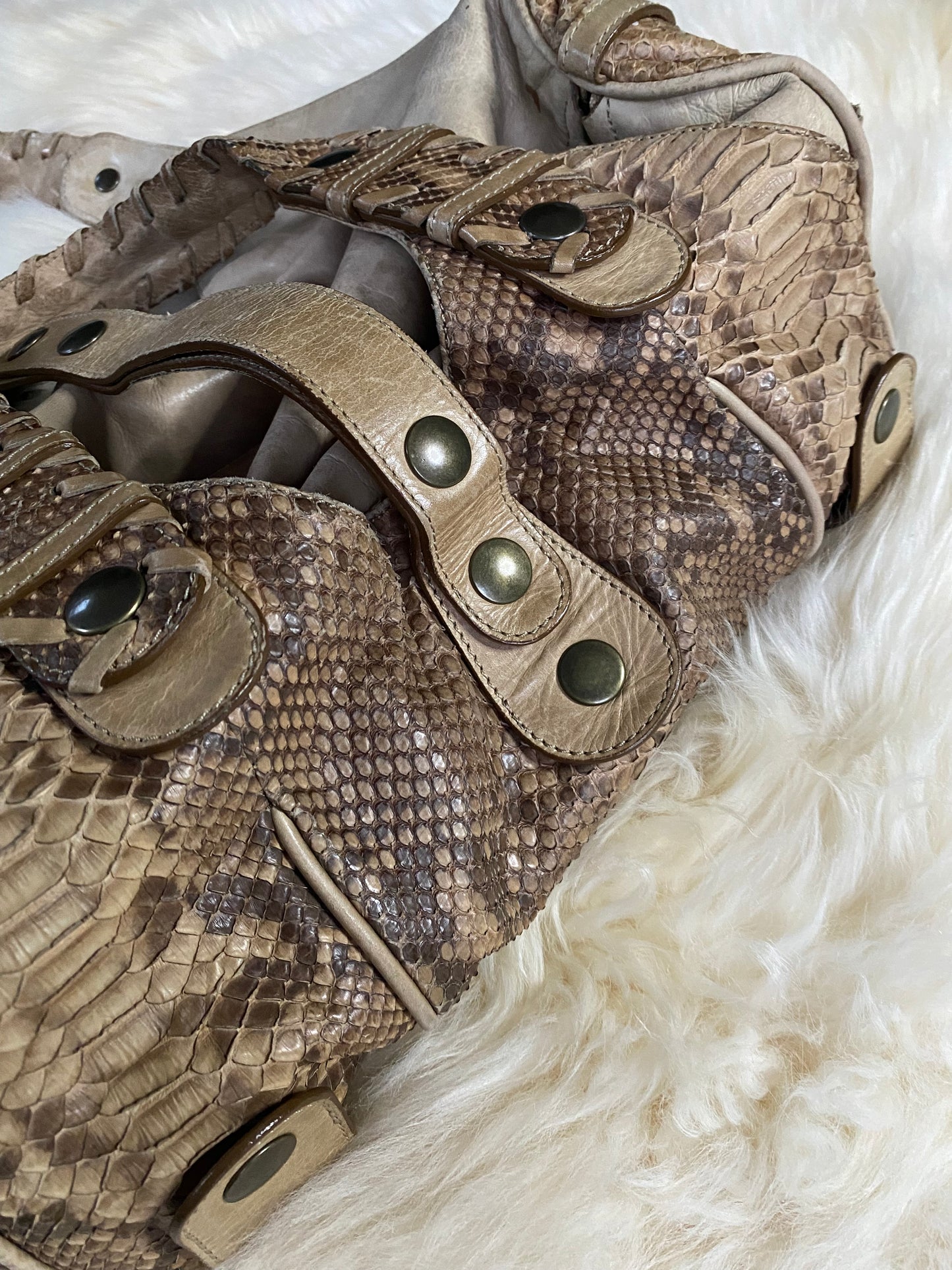 Chloé Silverado Shoulder Bag Brown Python