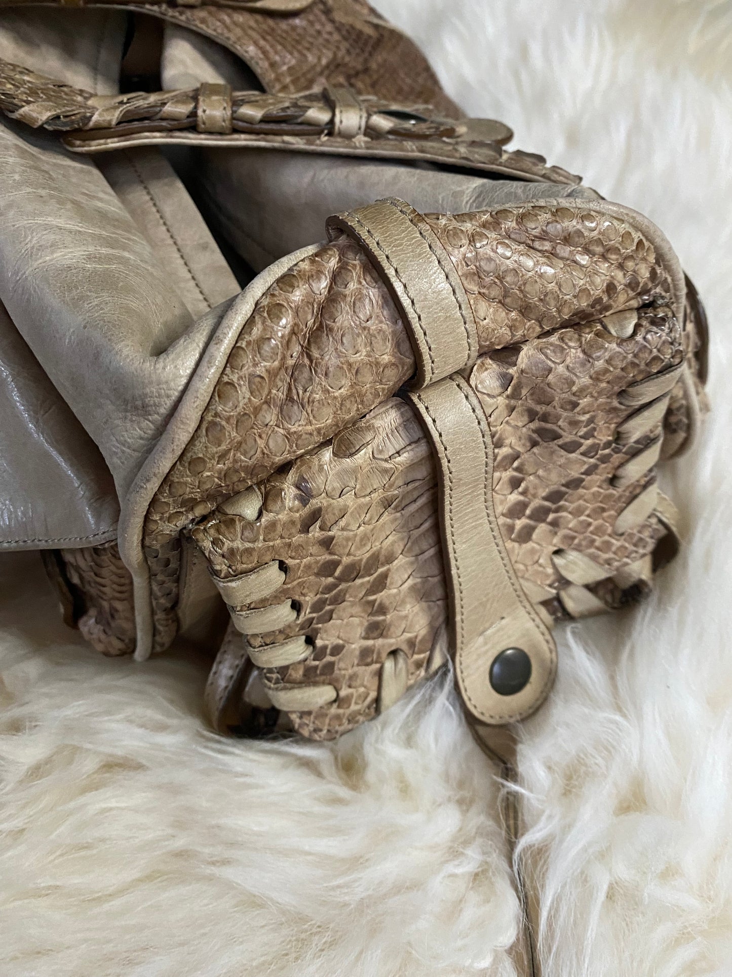 Chloé Silverado Shoulder Bag Brown Python