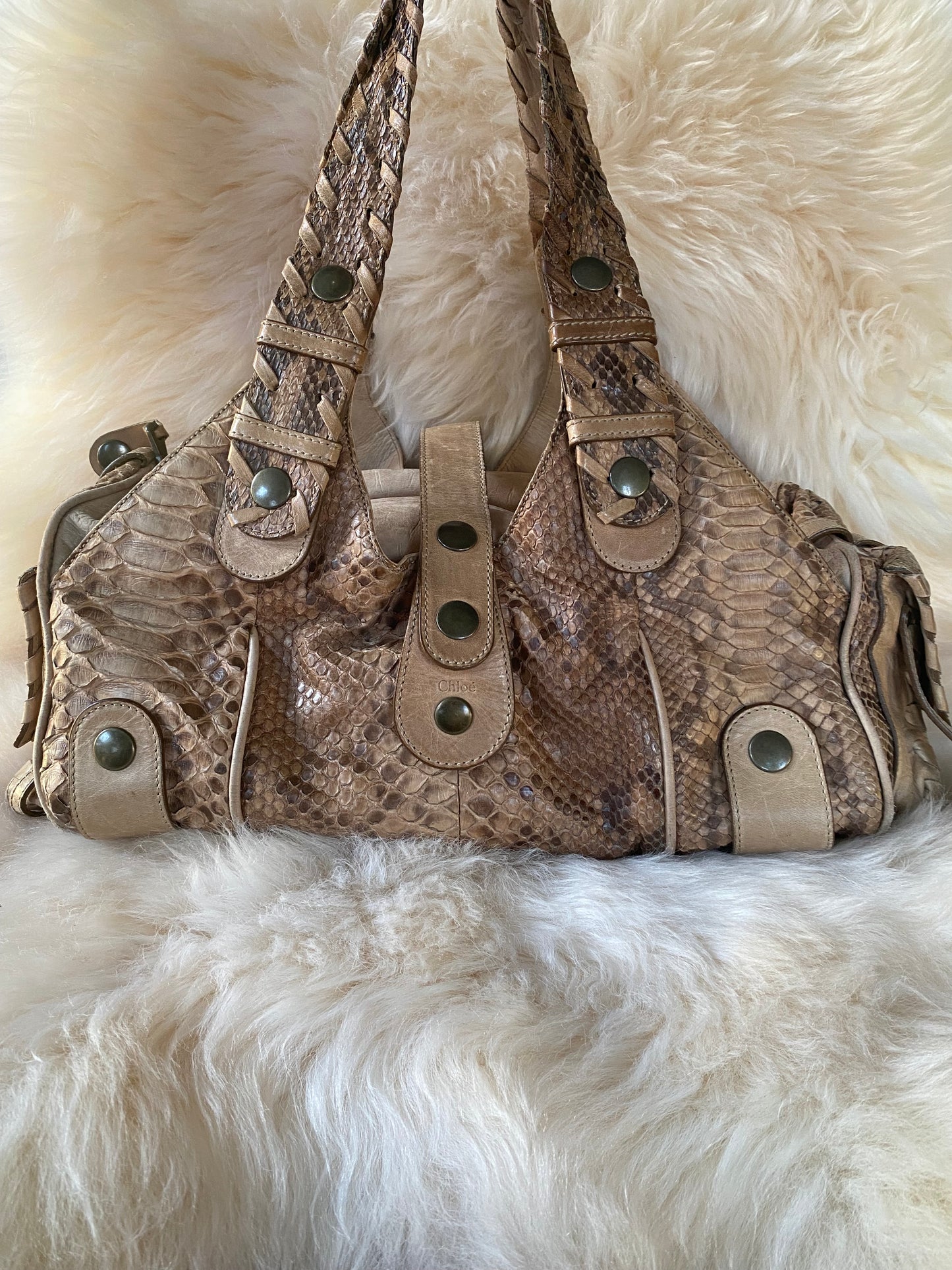 Chloé Silverado Shoulder Bag Brown Python