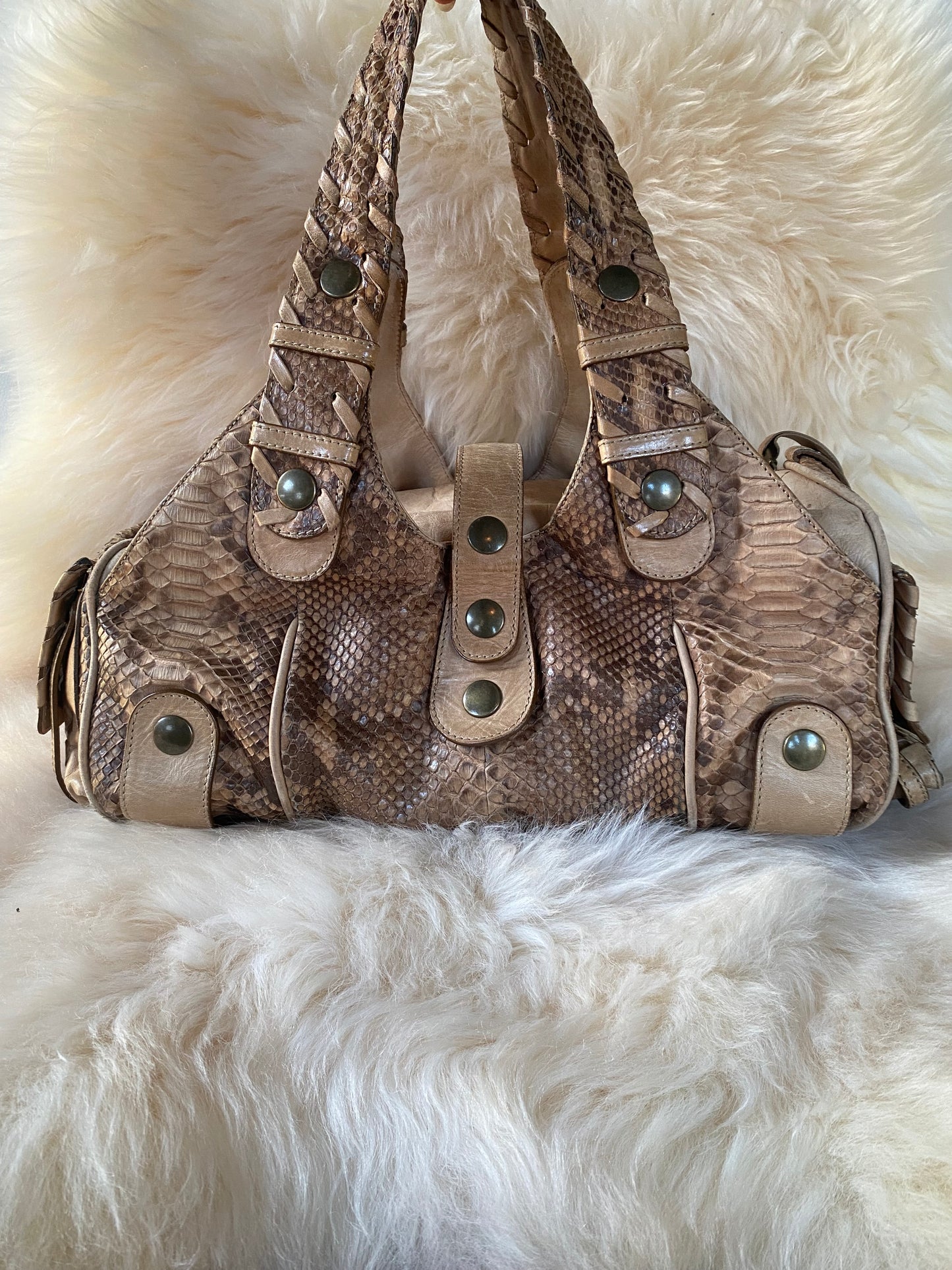 Chloé Silverado Shoulder Bag Brown Python