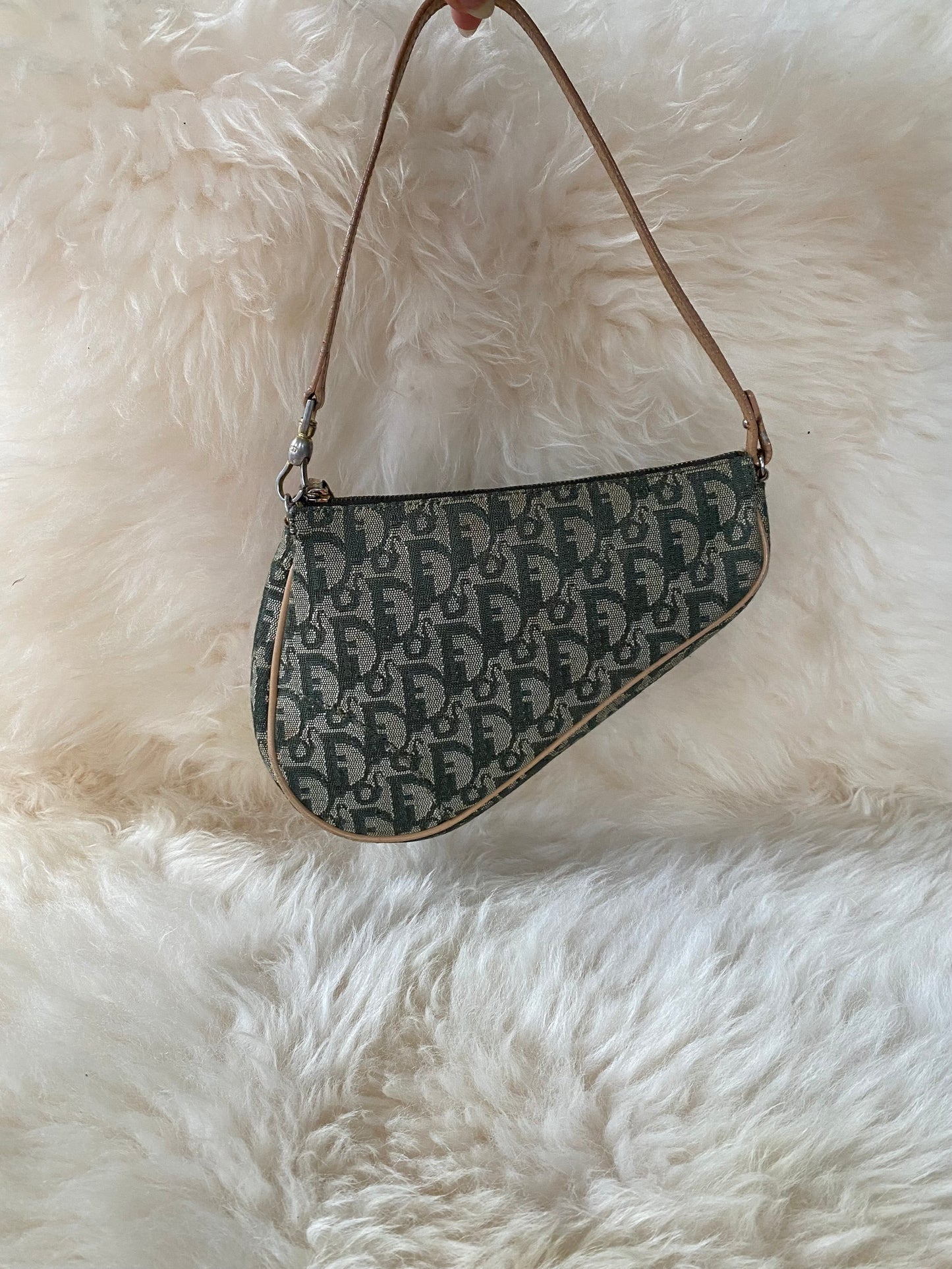 Dior Monogram Trotter Mini Saddle Bag/ Pochette Green