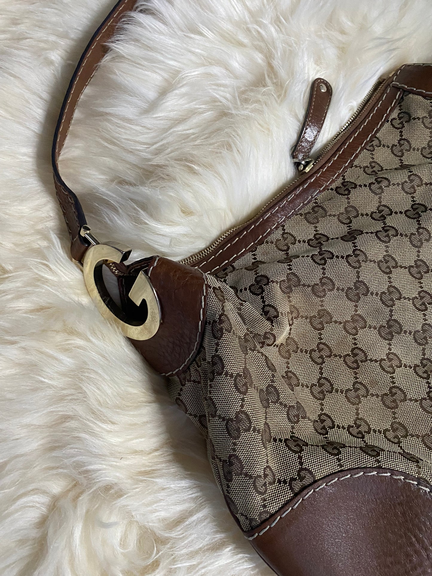Gucci GG Canvas Shoulder Bag Brown