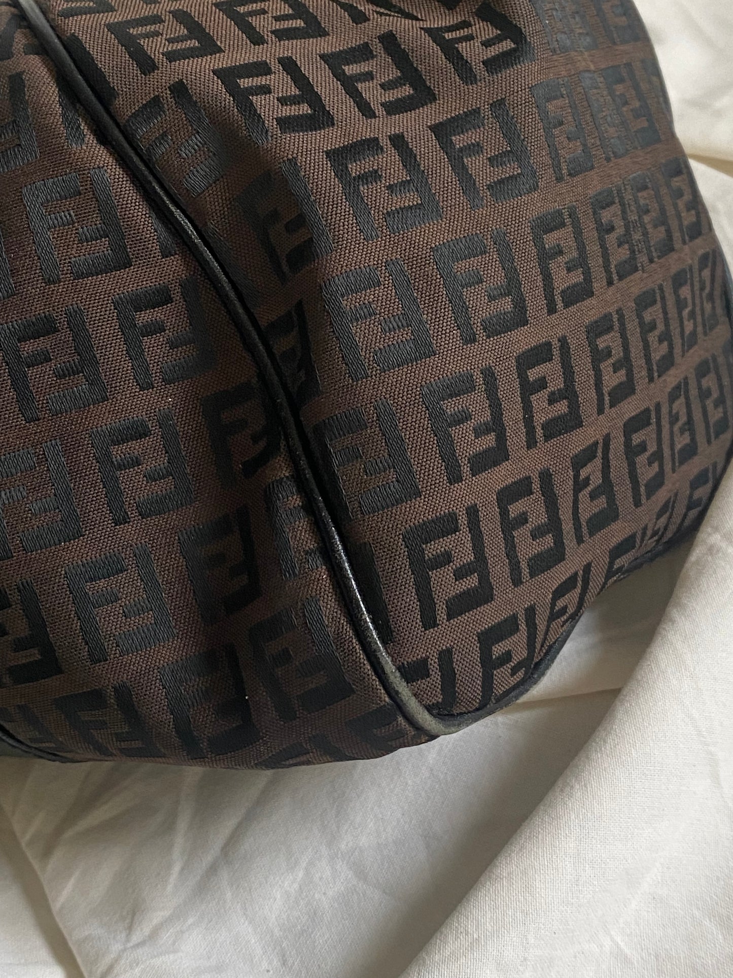 Fendi Zucca Monogram Shoulder Bag Dark Brown