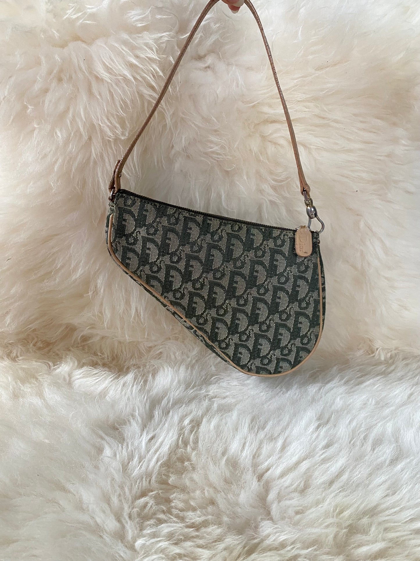 Dior Monogram Trotter Mini Saddle Bag/ Pochette Green