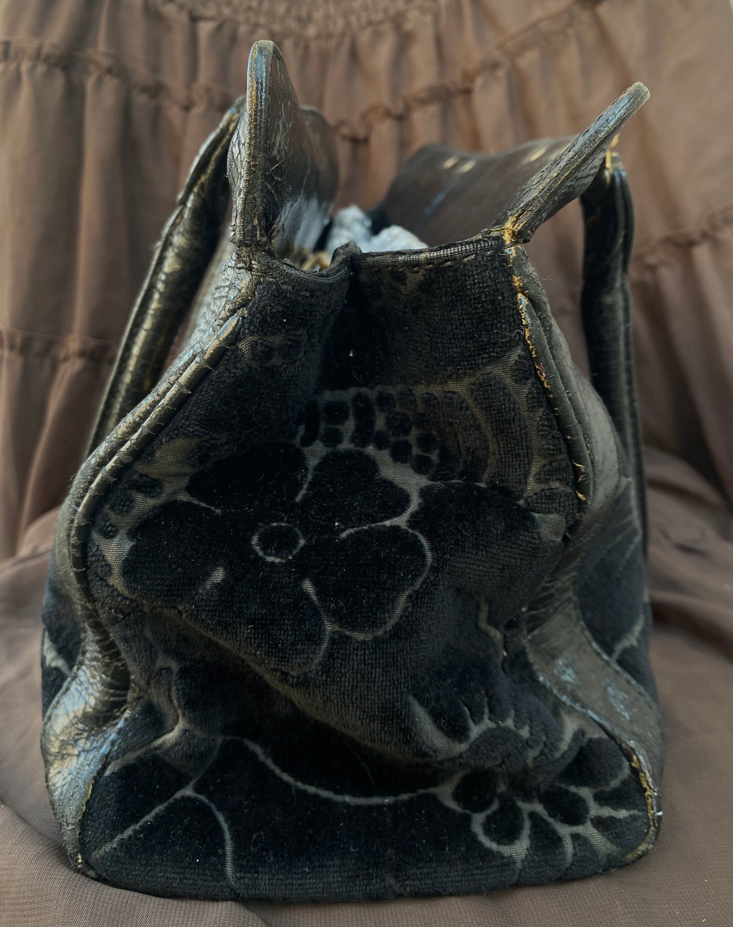 Miu Miu Jacquard Grifon Tote Bag Velvet Black