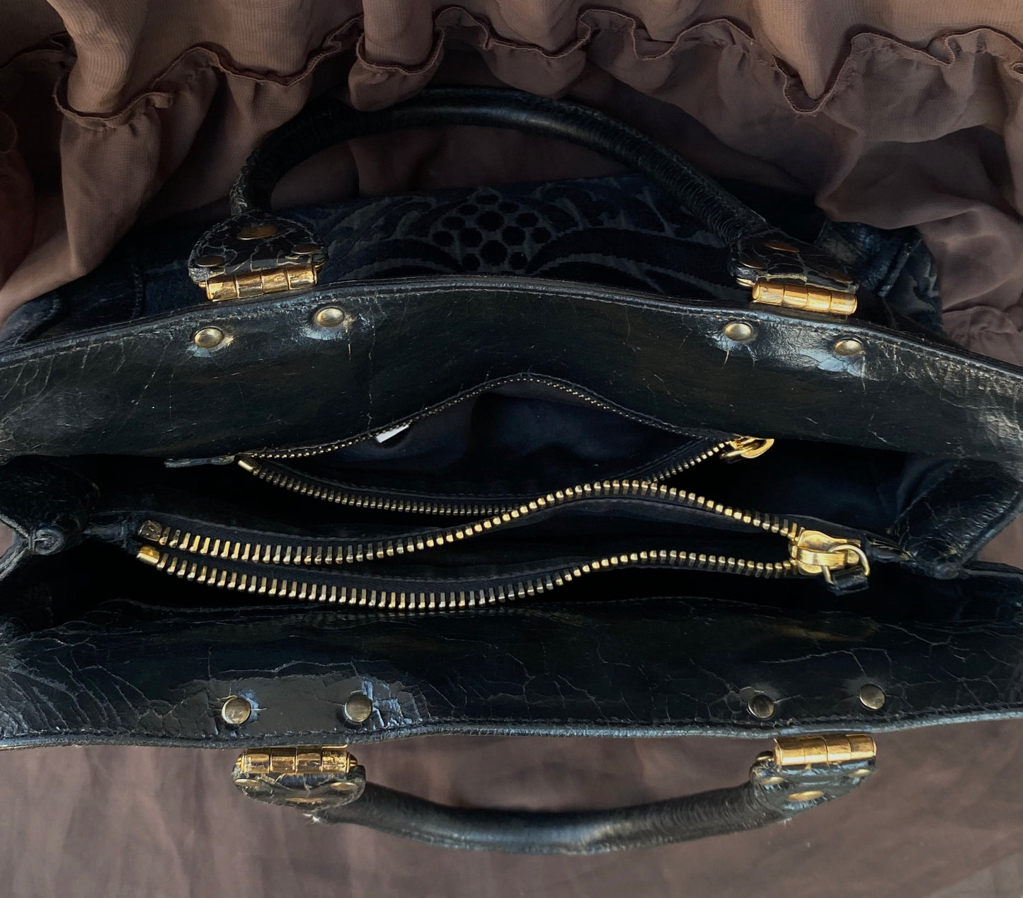Miu Miu Jacquard Grifon Tote Bag Velvet Black