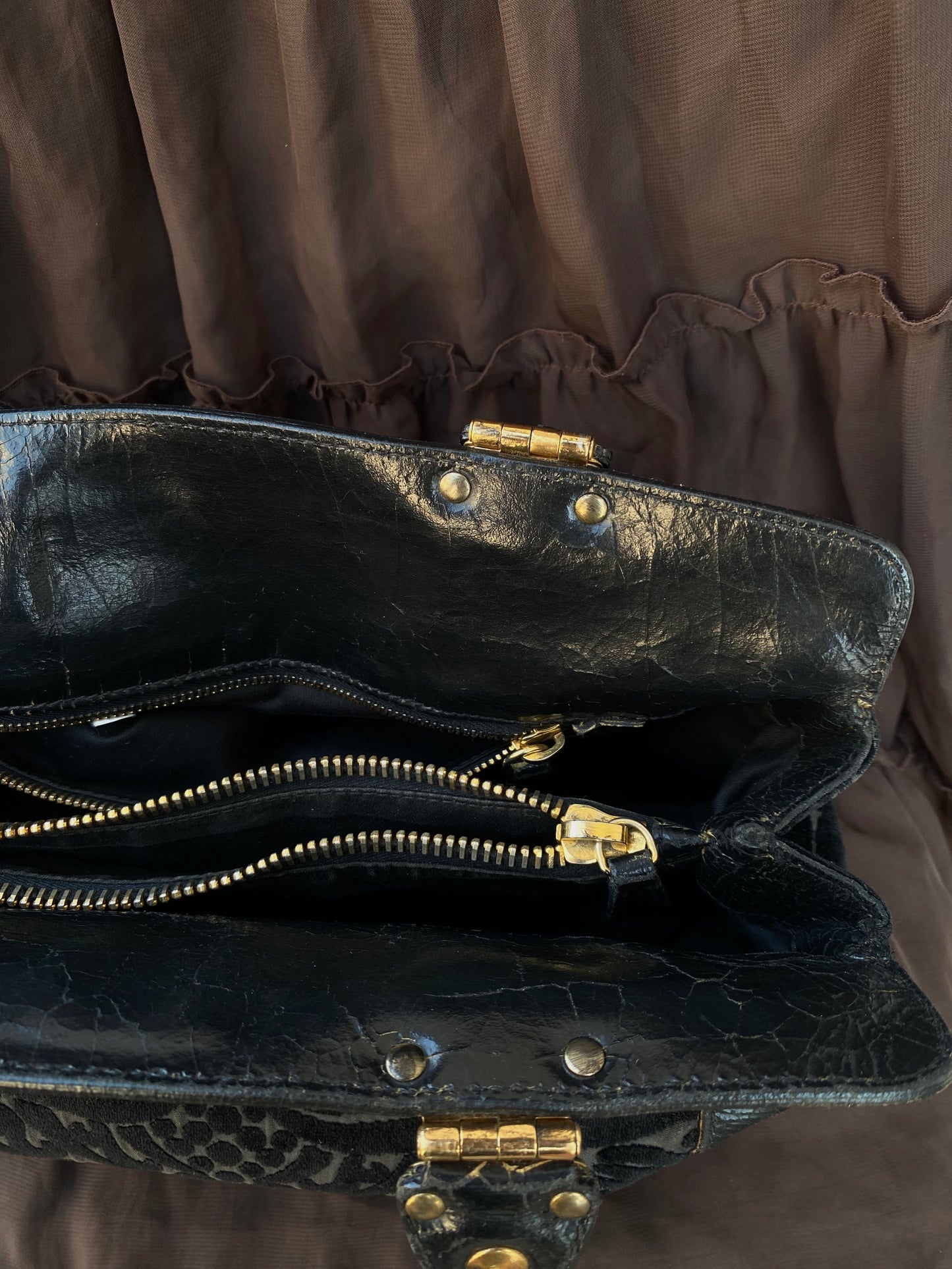 Miu Miu Jacquard Grifon Tote Bag Velvet Black