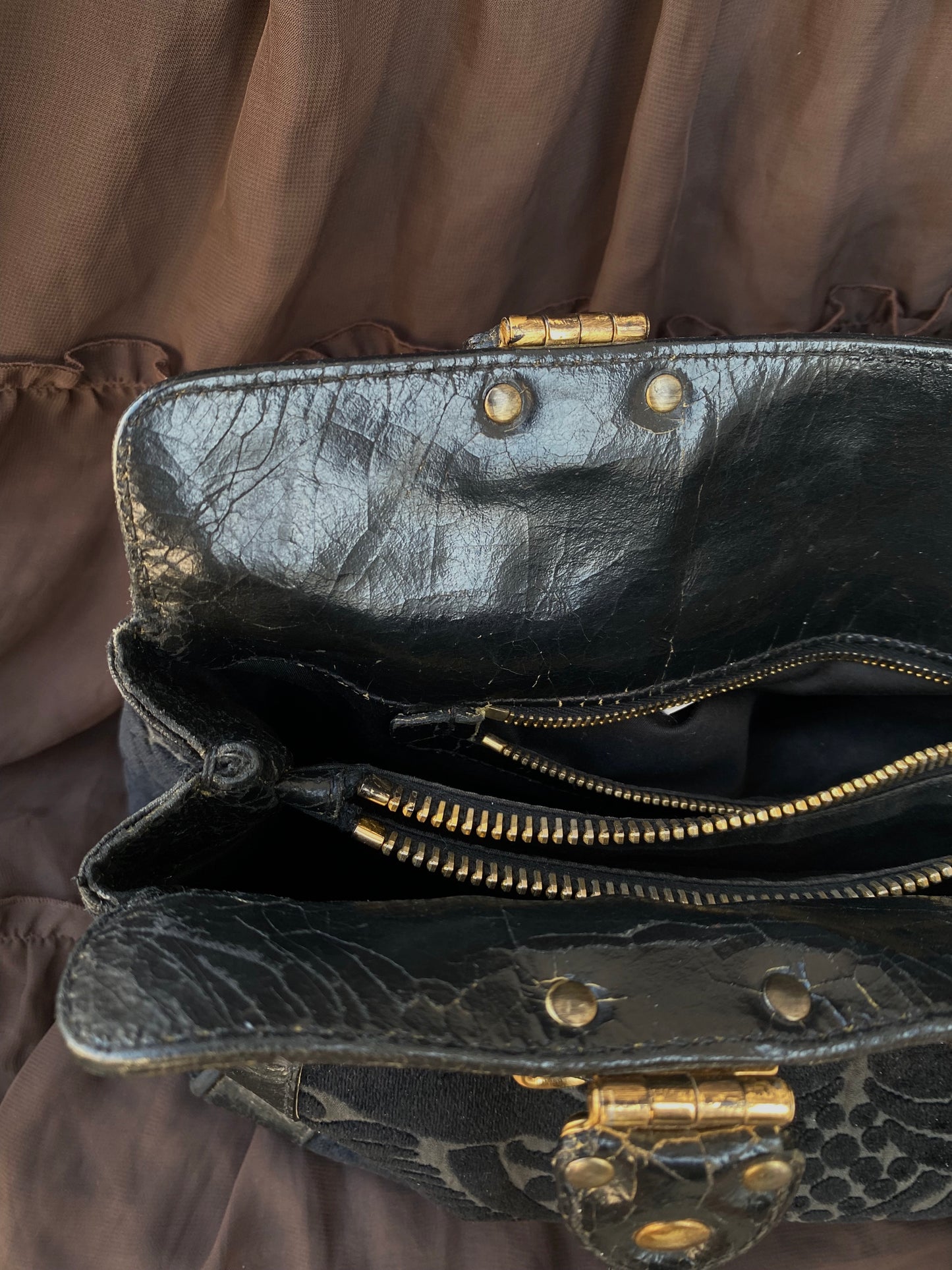 Miu Miu Jacquard Grifon Tote Bag Velvet Black