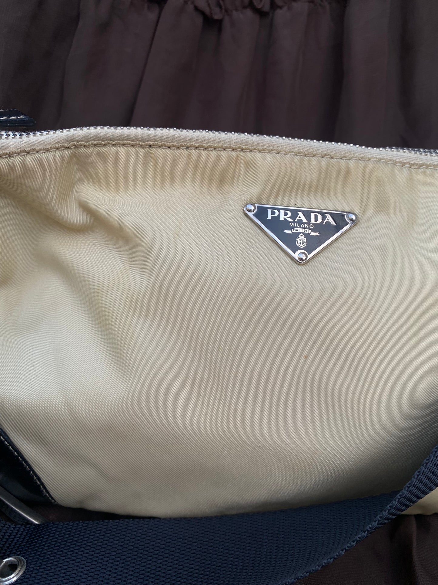 Vintage Prada Tessuto Mini Bag Buckle Shoulderstrap Detail Creme 2003