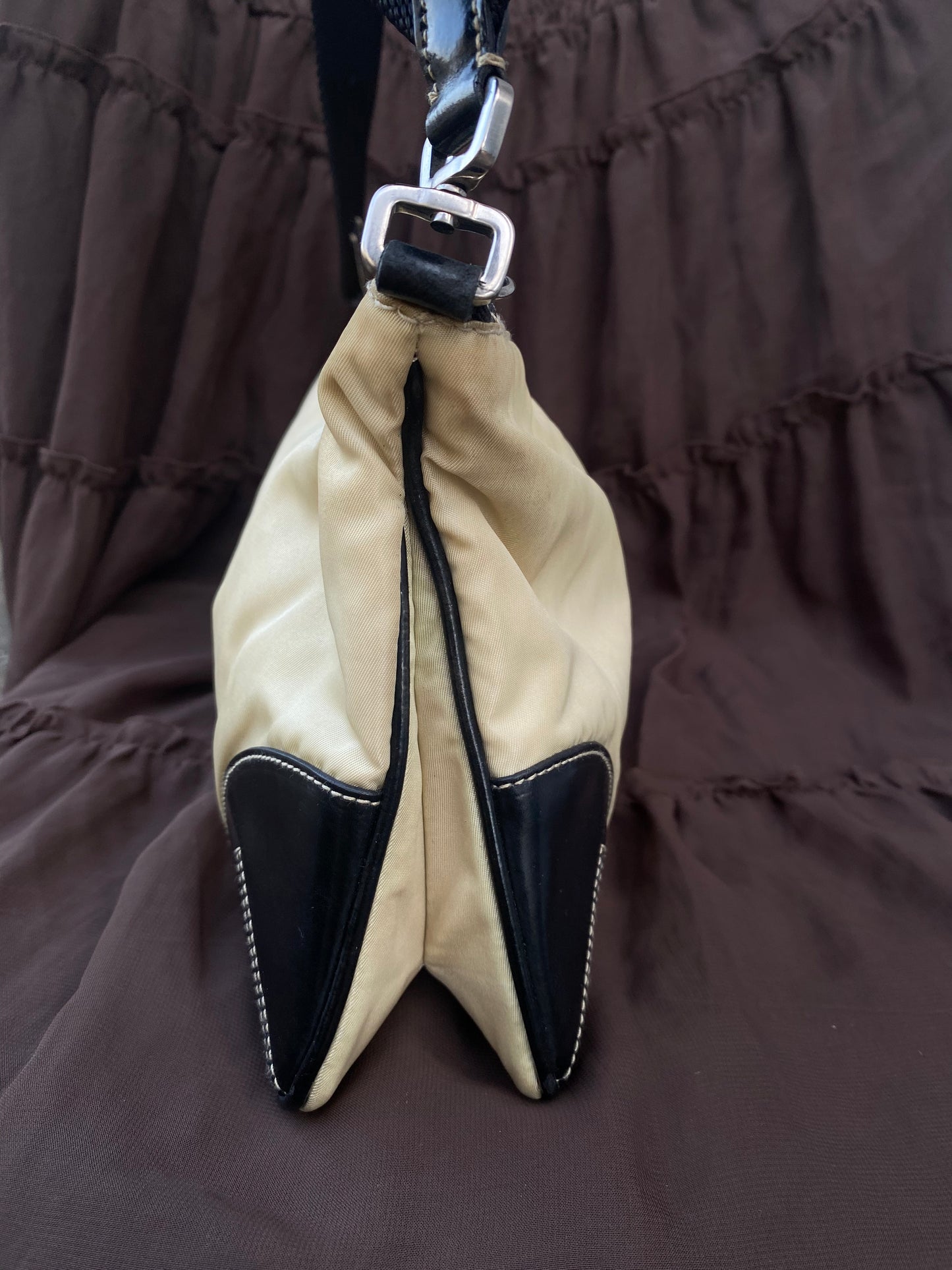 Vintage Prada Tessuto Mini Bag Buckle Shoulderstrap Detail Creme 2003