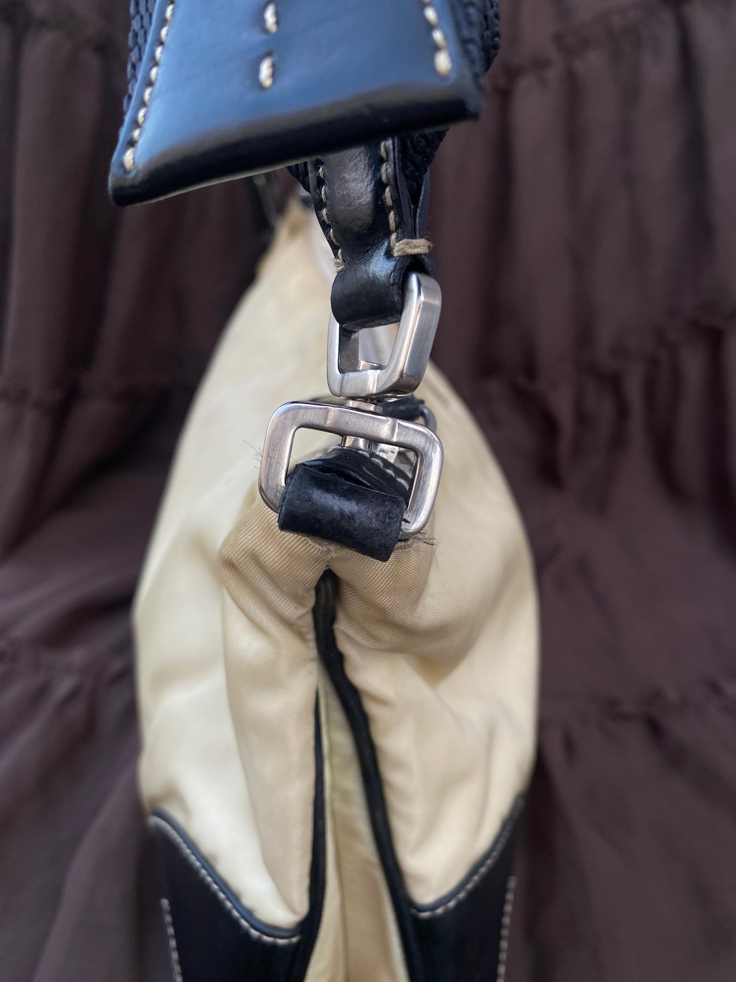 Vintage Prada Tessuto Mini Bag Buckle Shoulderstrap Detail Creme 2003