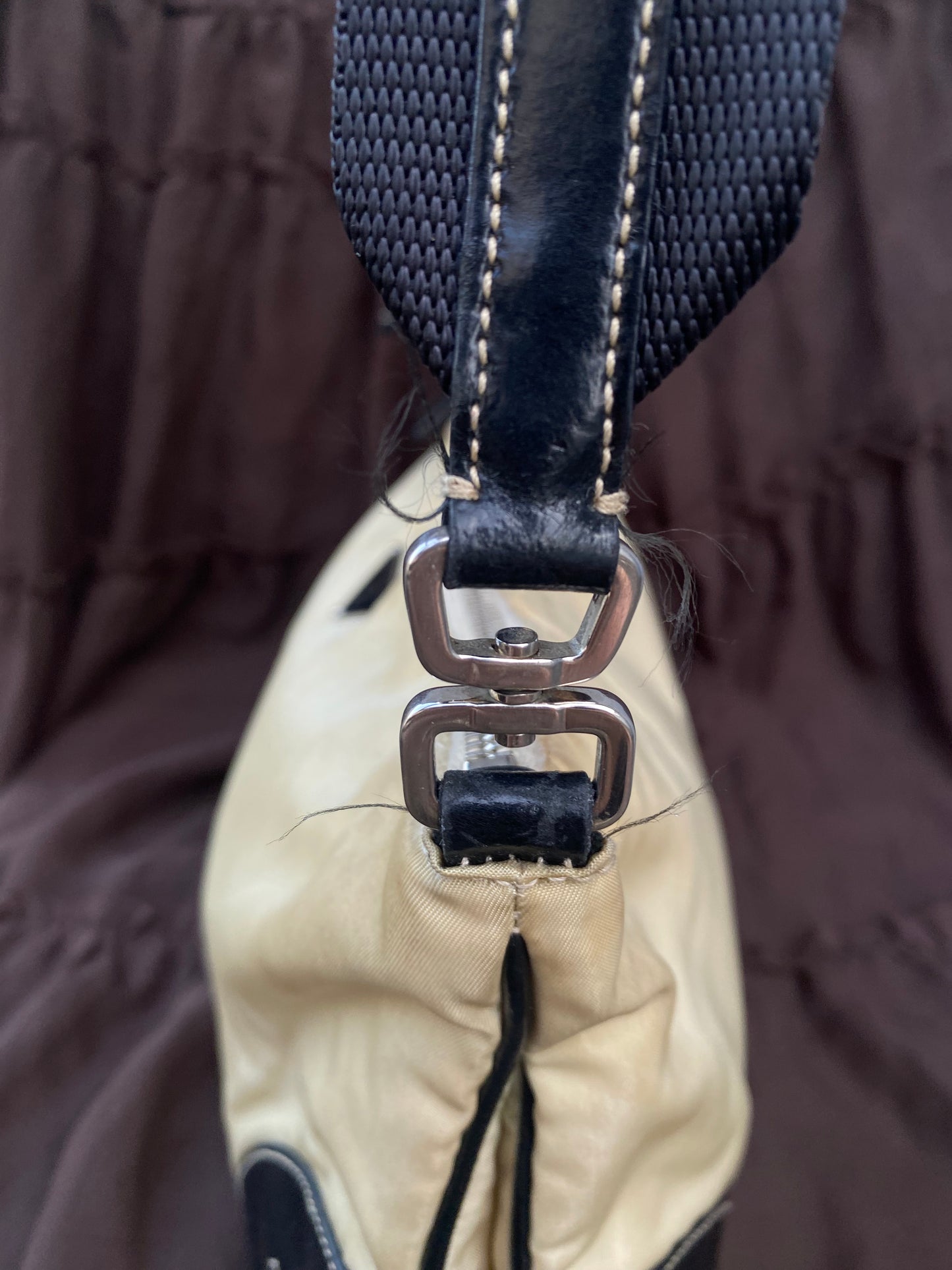 Vintage Prada Tessuto Mini Bag Buckle Shoulderstrap Detail Creme 2003