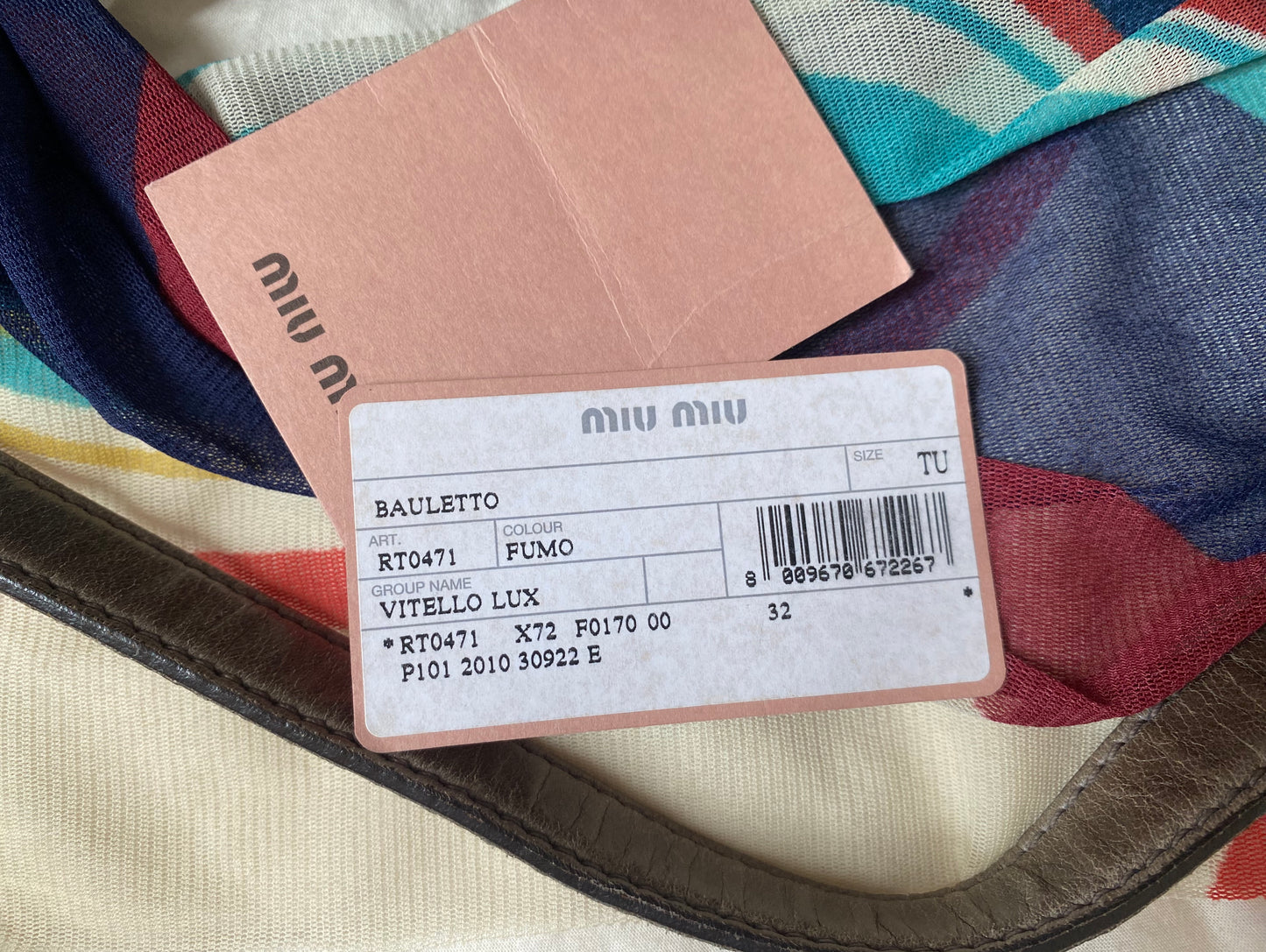 Miu Miu Vitello Lux Bow 2-Way Big Handbag Grey