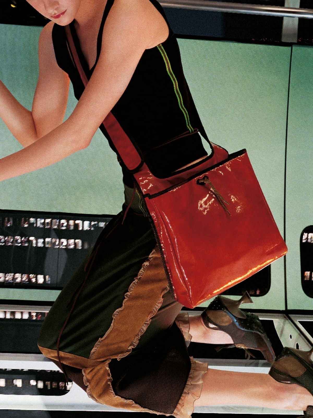Miu Miu FW1999 Patent Leather & Mesh Shoulder Bag