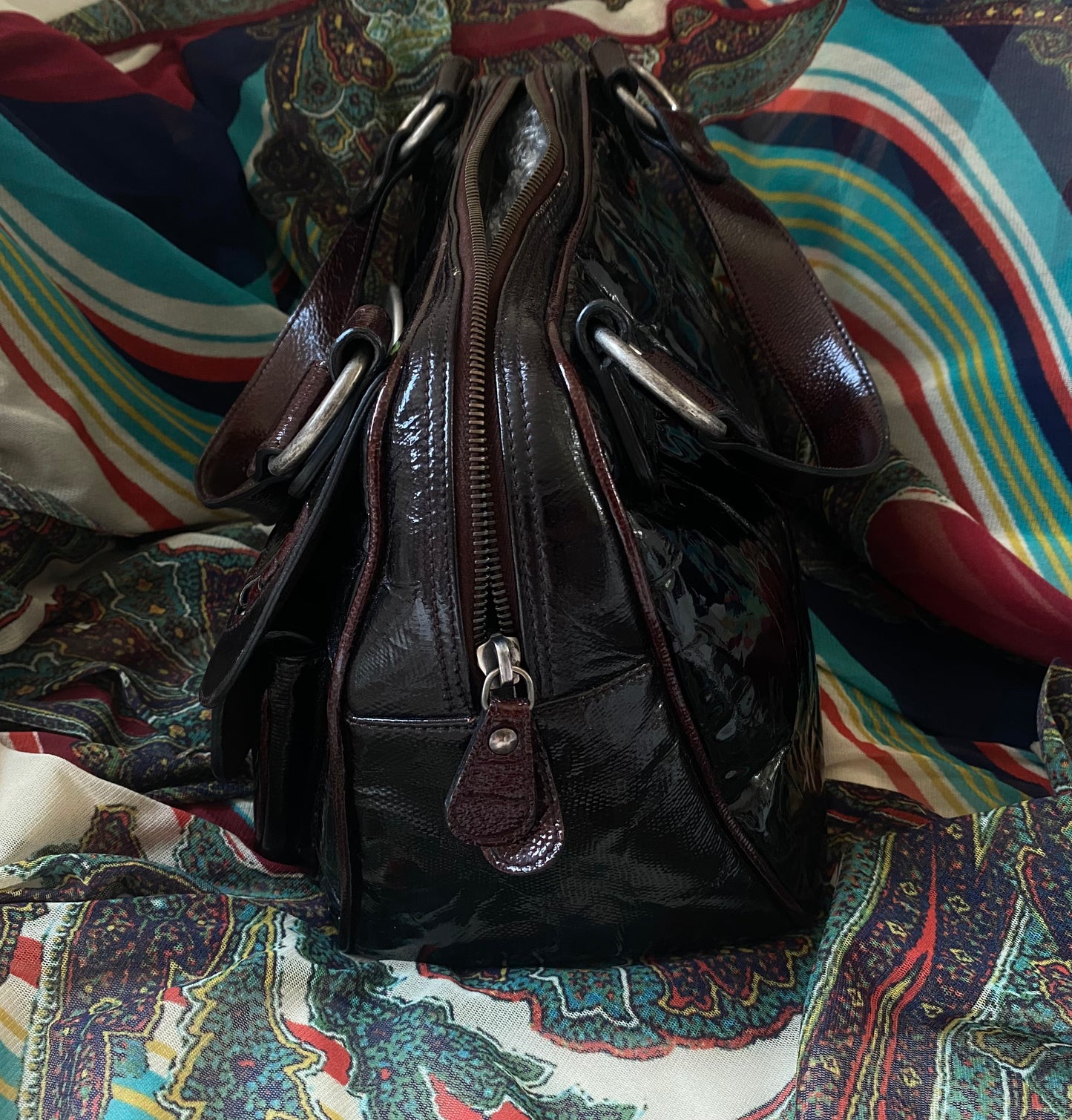 Christian Dior Limited Edition Croc Embossed Patent Leather Gaucho Handbag 2007