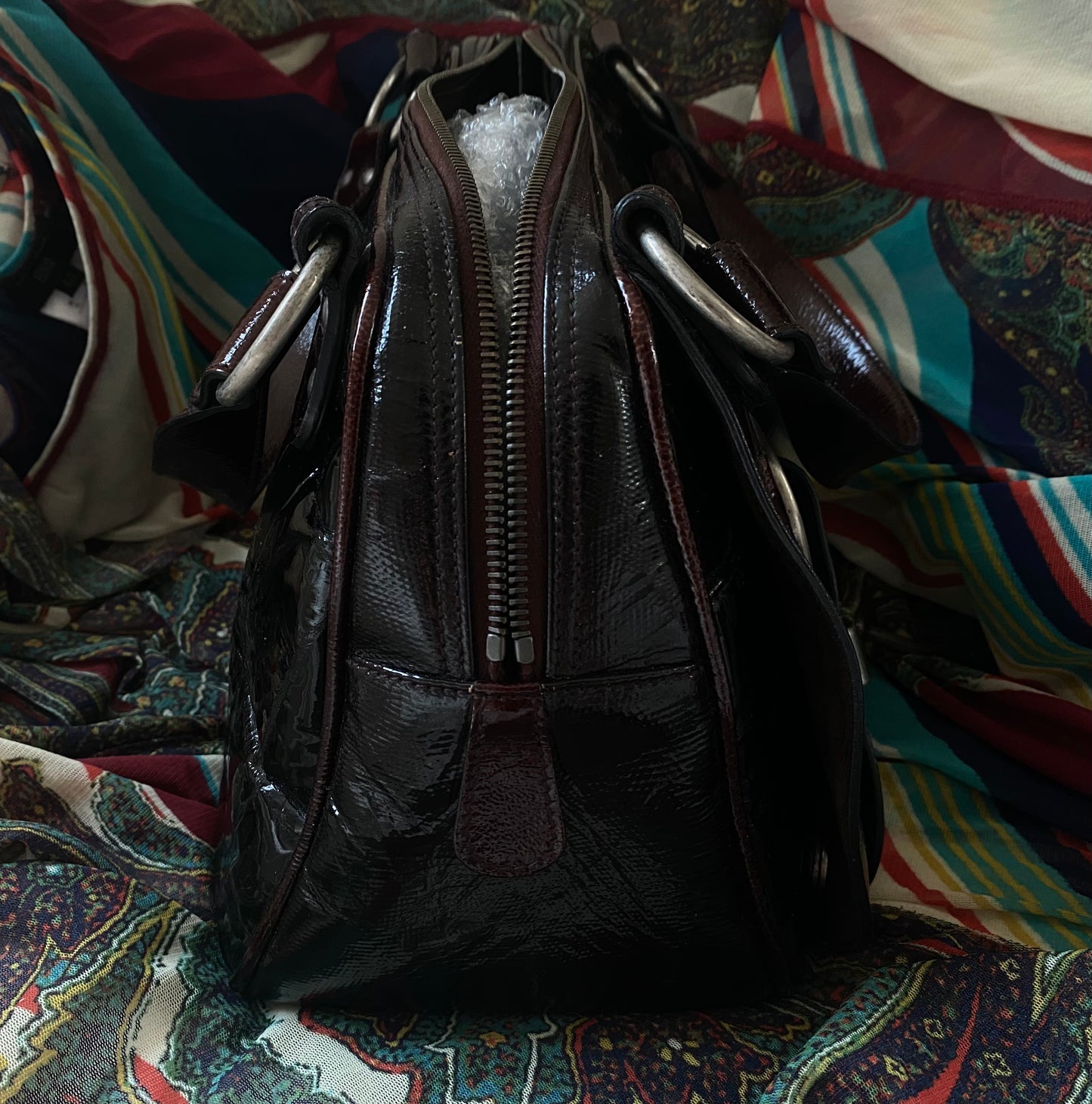 Christian Dior Limited Edition Croc Embossed Patent Leather Gaucho Handbag 2007