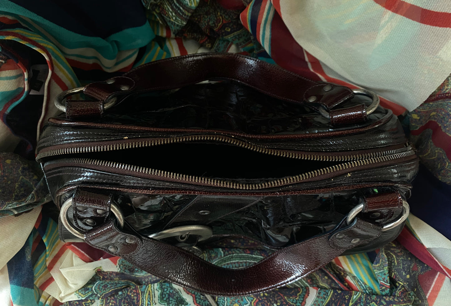 Christian Dior Limited Edition Croc Embossed Patent Leather Gaucho Handbag 2007
