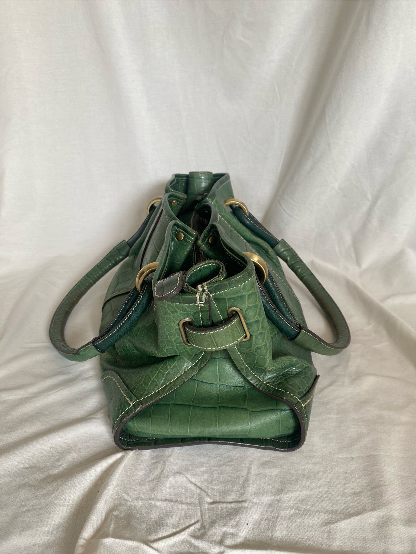 Balenciaga Croc Pattern Tote Bag Dark Green