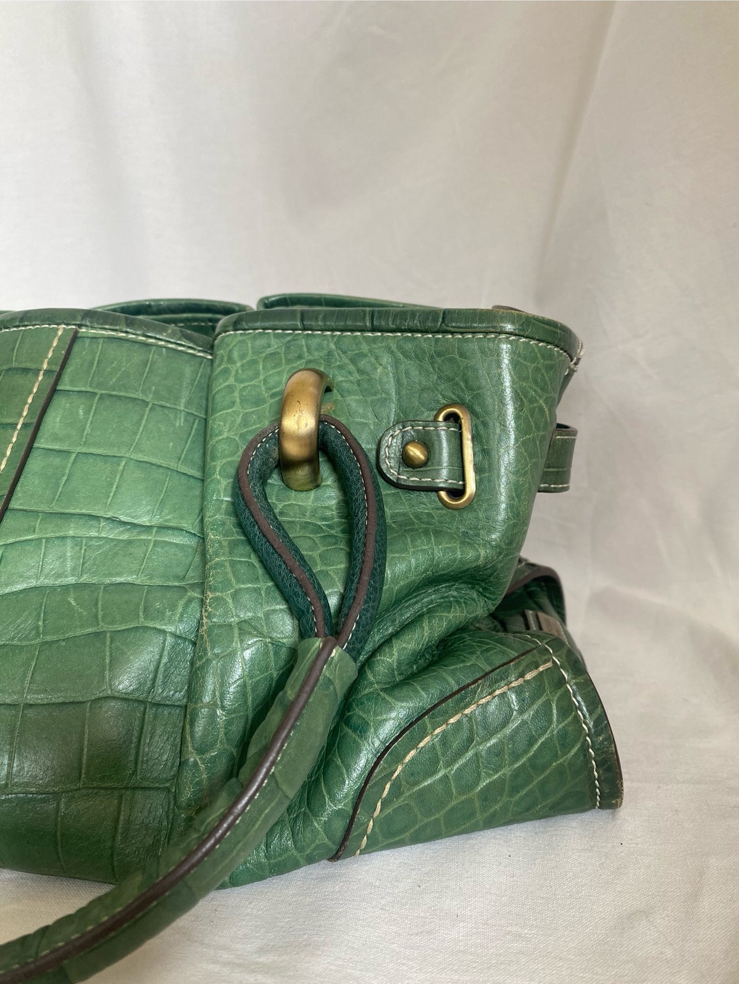Balenciaga Croc Pattern Tote Bag Dark Green