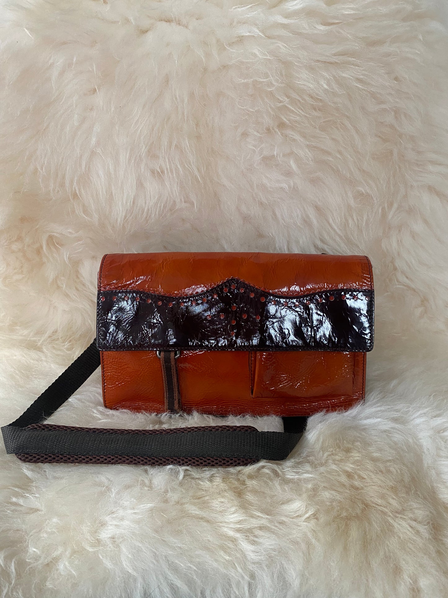 Miu Miu FW1999 Patent Leather & Mesh Shoulder Bag