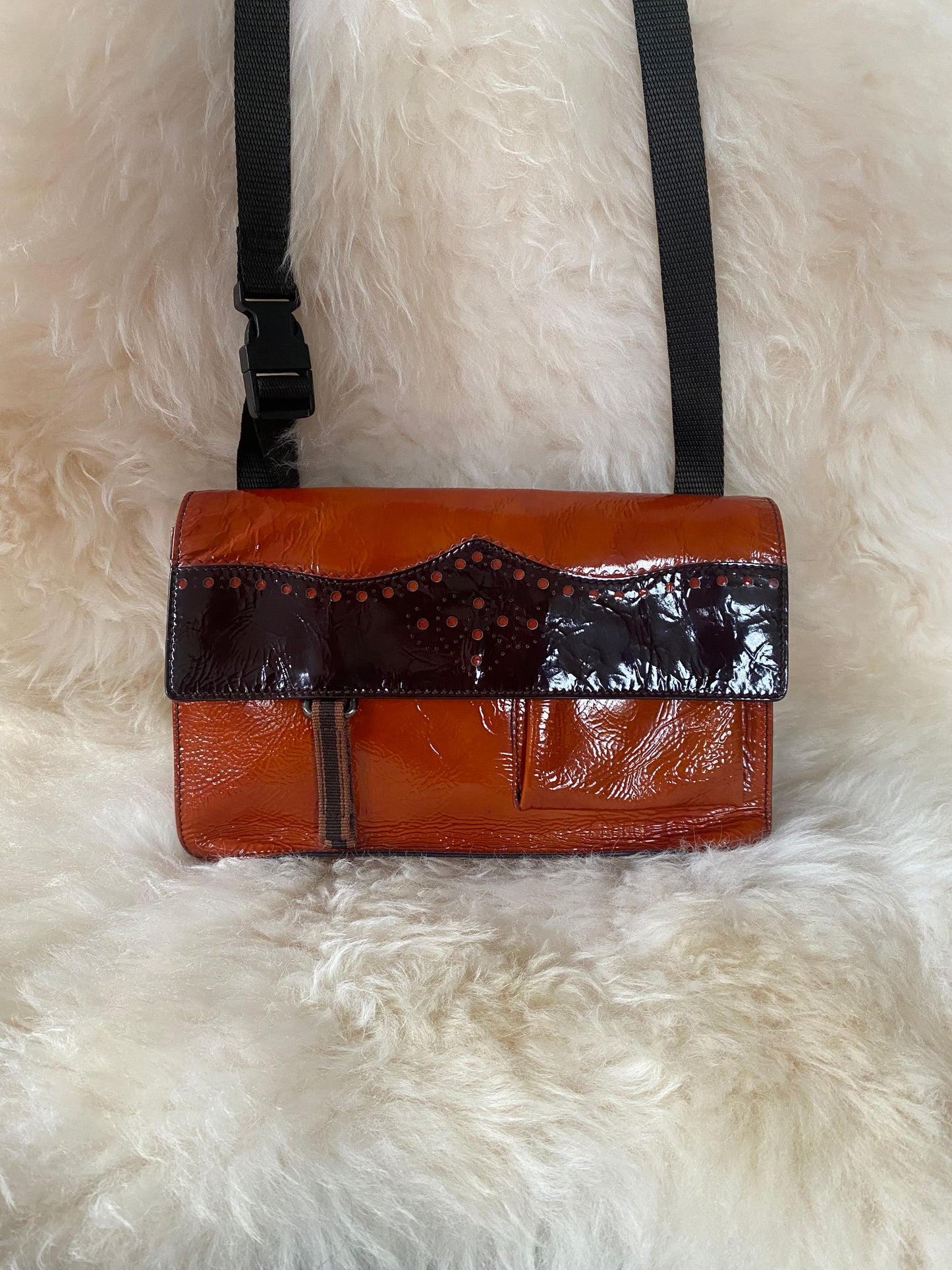 Miu Miu FW1999 Patent Leather & Mesh Shoulder Bag