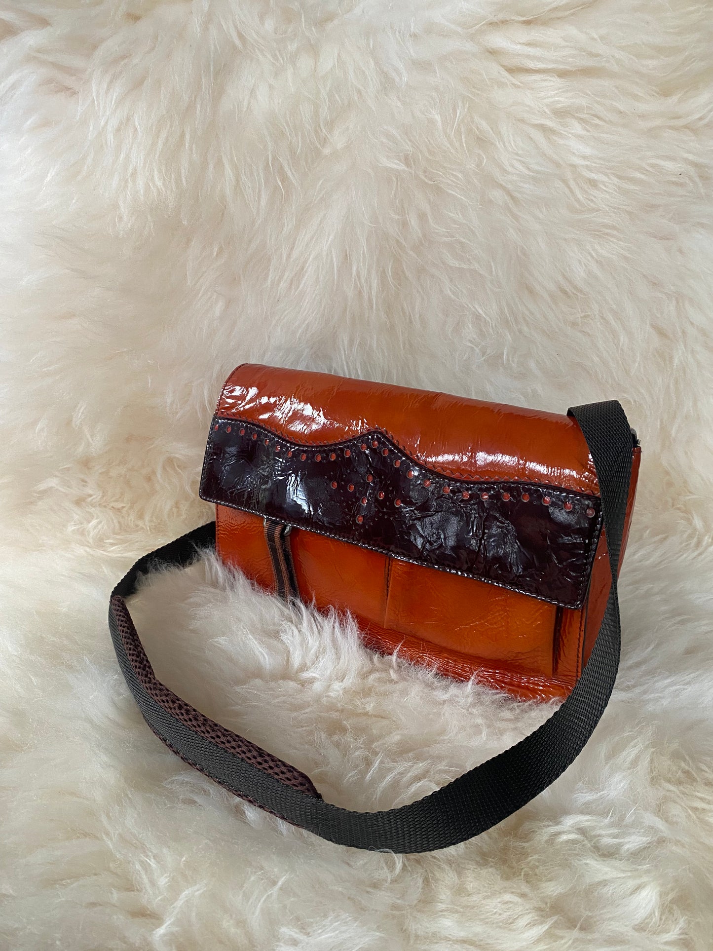 Miu Miu FW1999 Patent Leather & Mesh Shoulder Bag