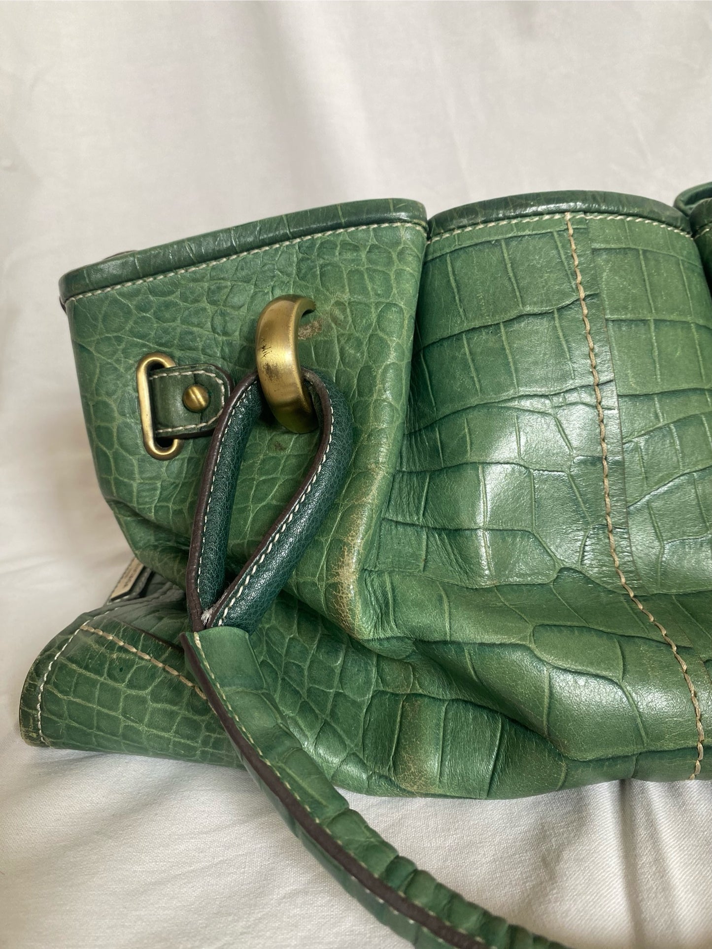 Balenciaga Croc Pattern Tote Bag Dark Green
