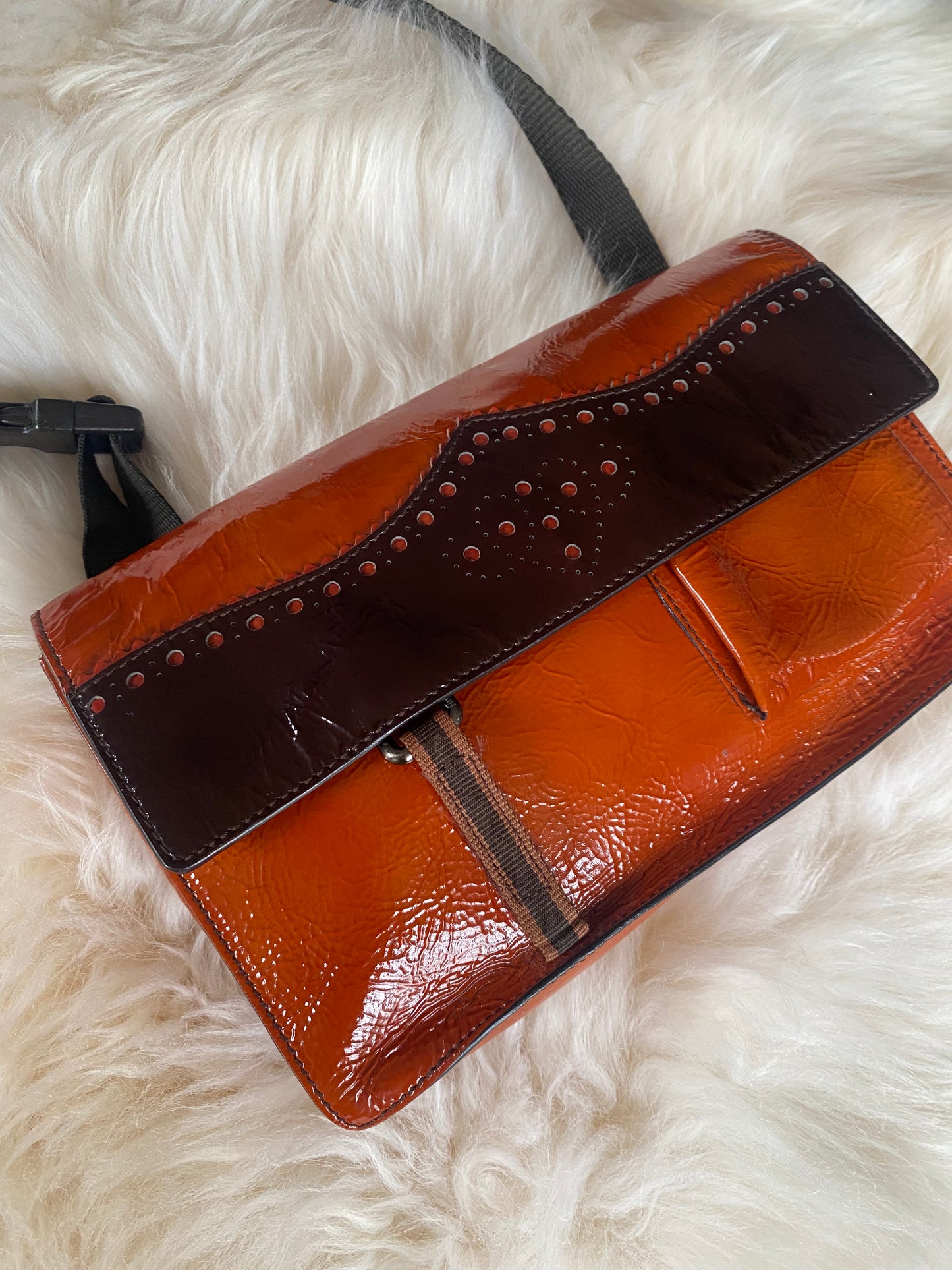 Miu Miu FW1999 Patent Leather & Mesh Shoulder Bag