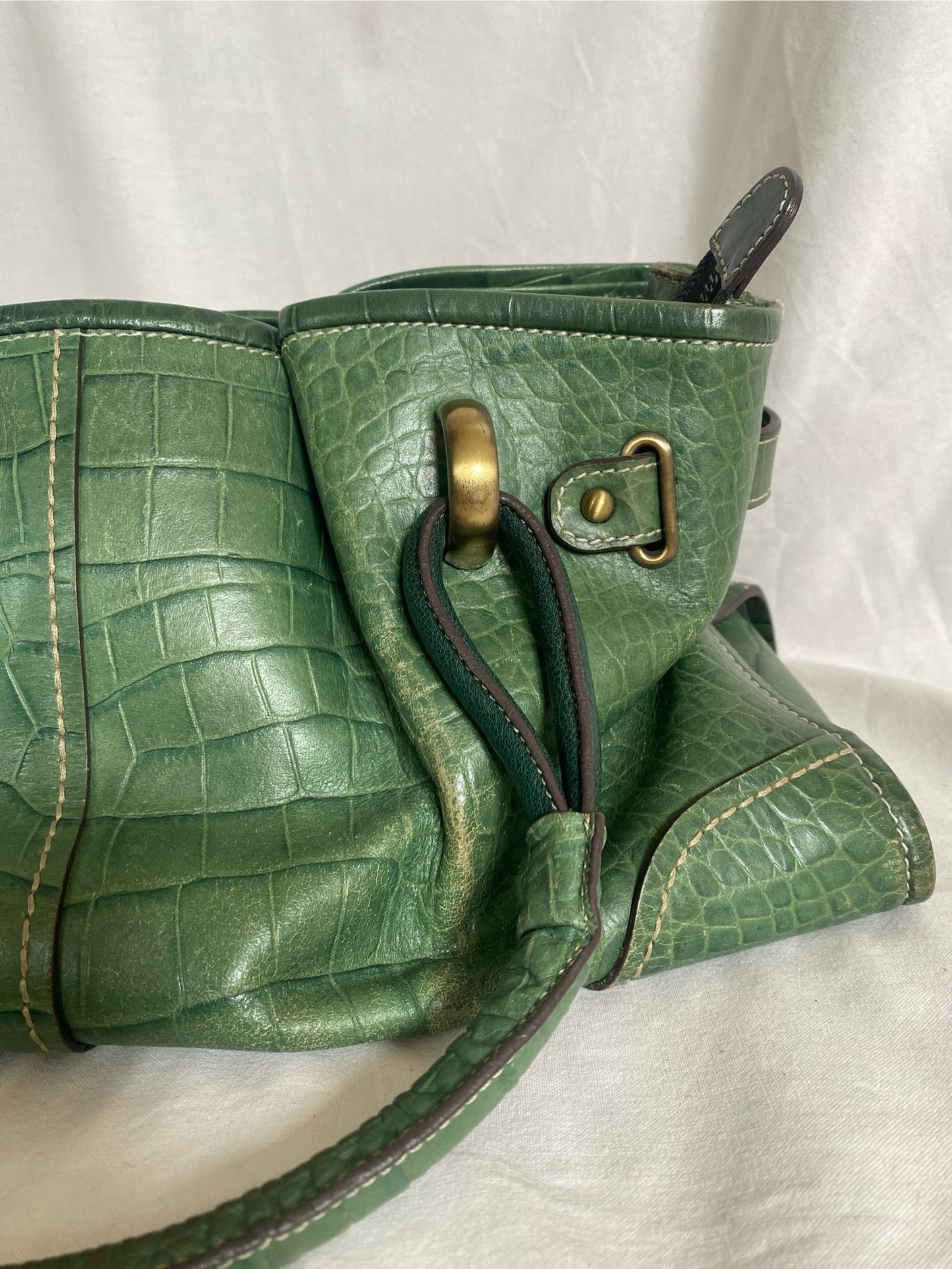 Balenciaga Croc Pattern Tote Bag Dark Green