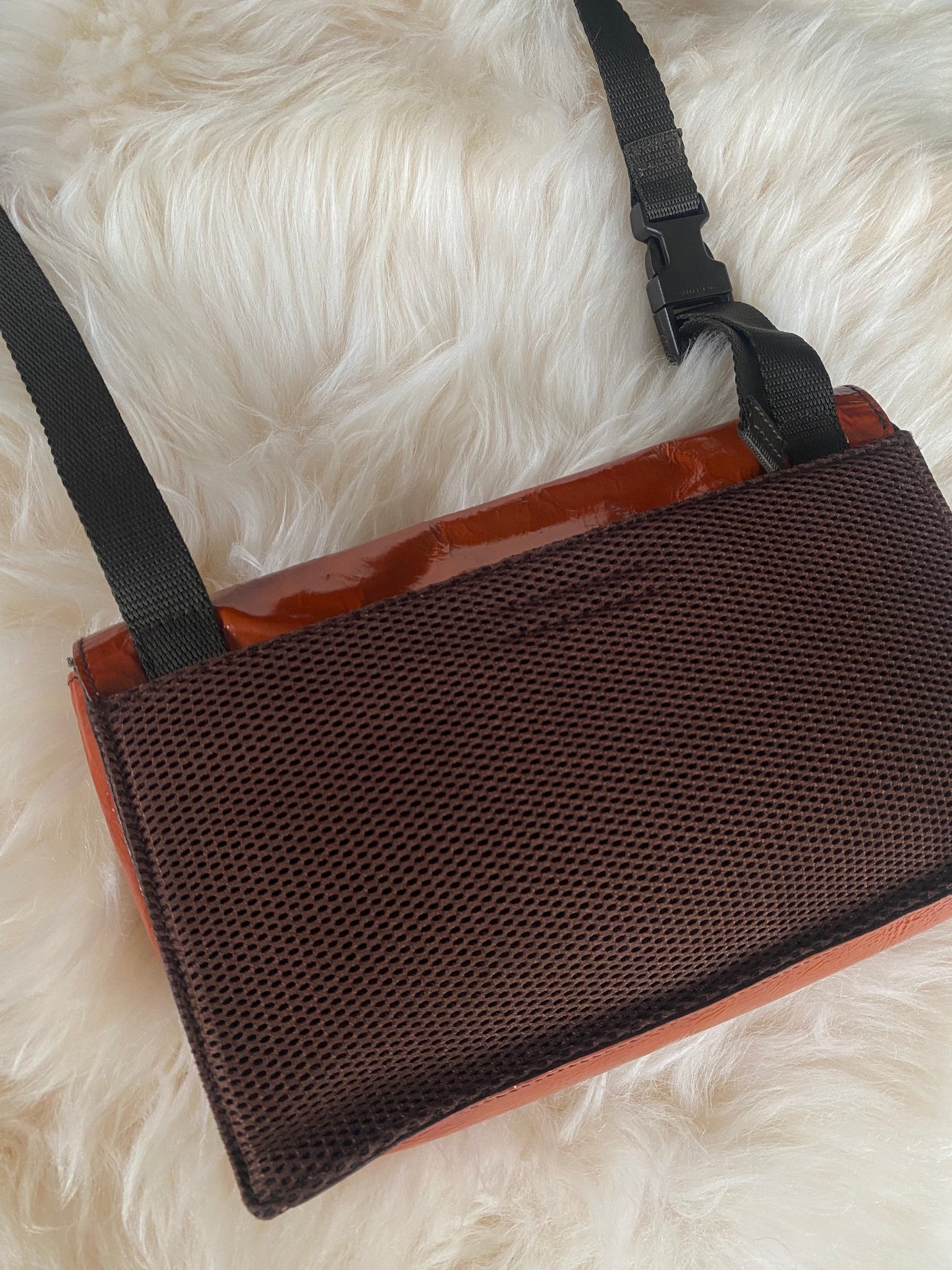 Miu Miu FW1999 Patent Leather & Mesh Shoulder Bag