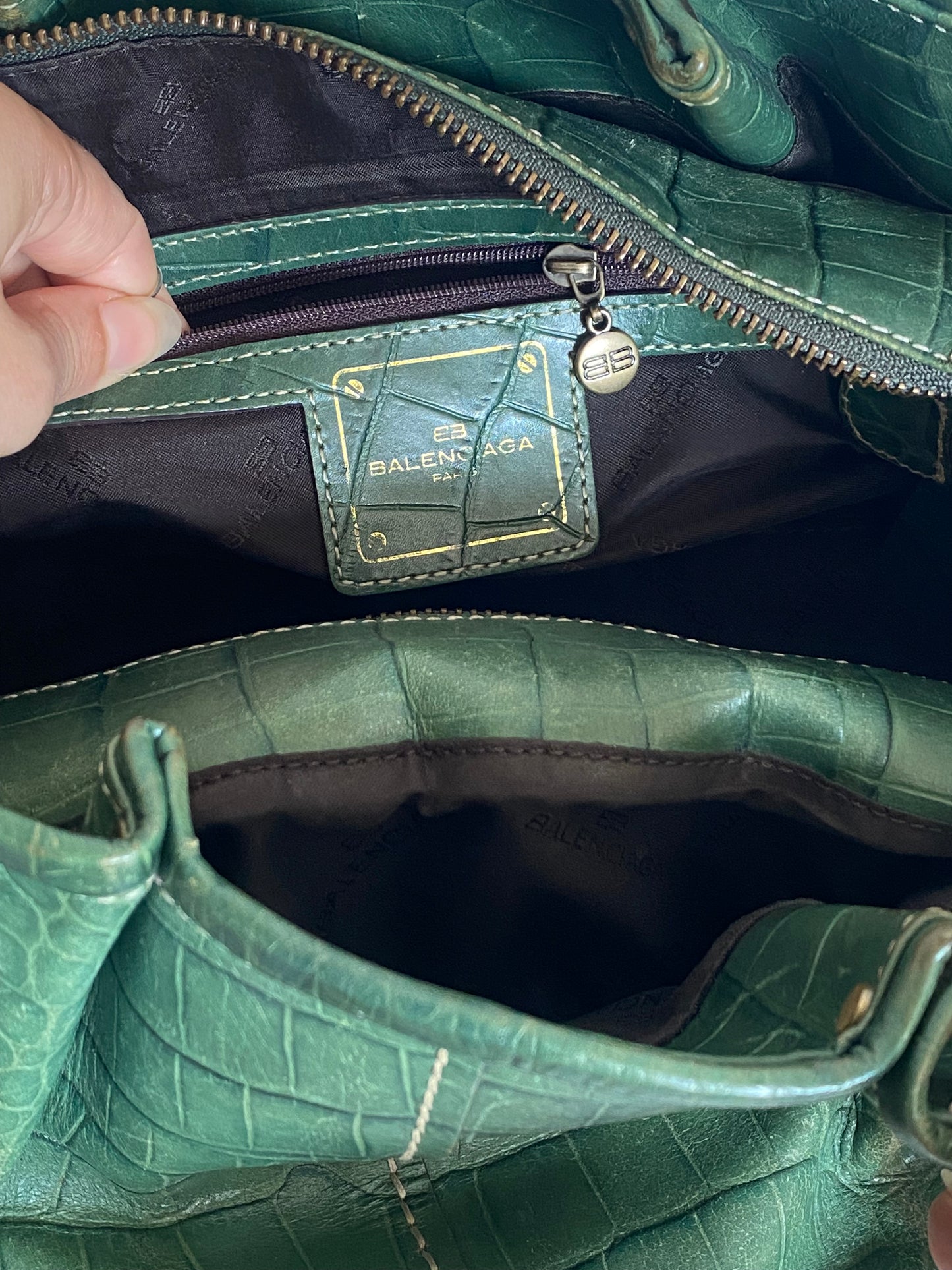 Balenciaga Croc Pattern Tote Bag Dark Green