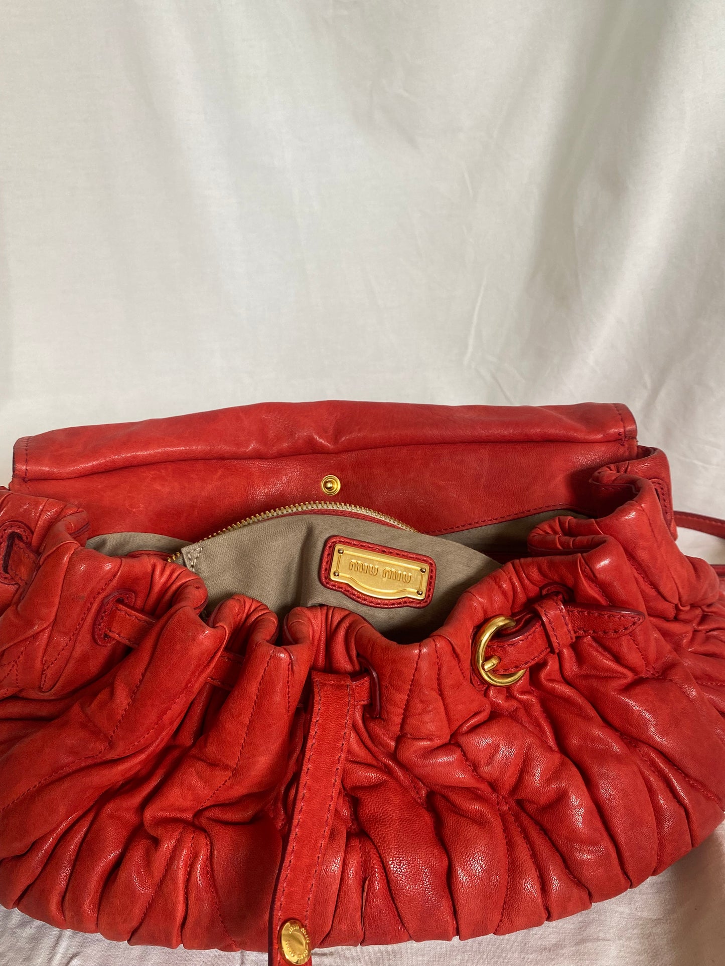 Miu Miu Matelasse Coffer Hobo 2-Way Bag Red
