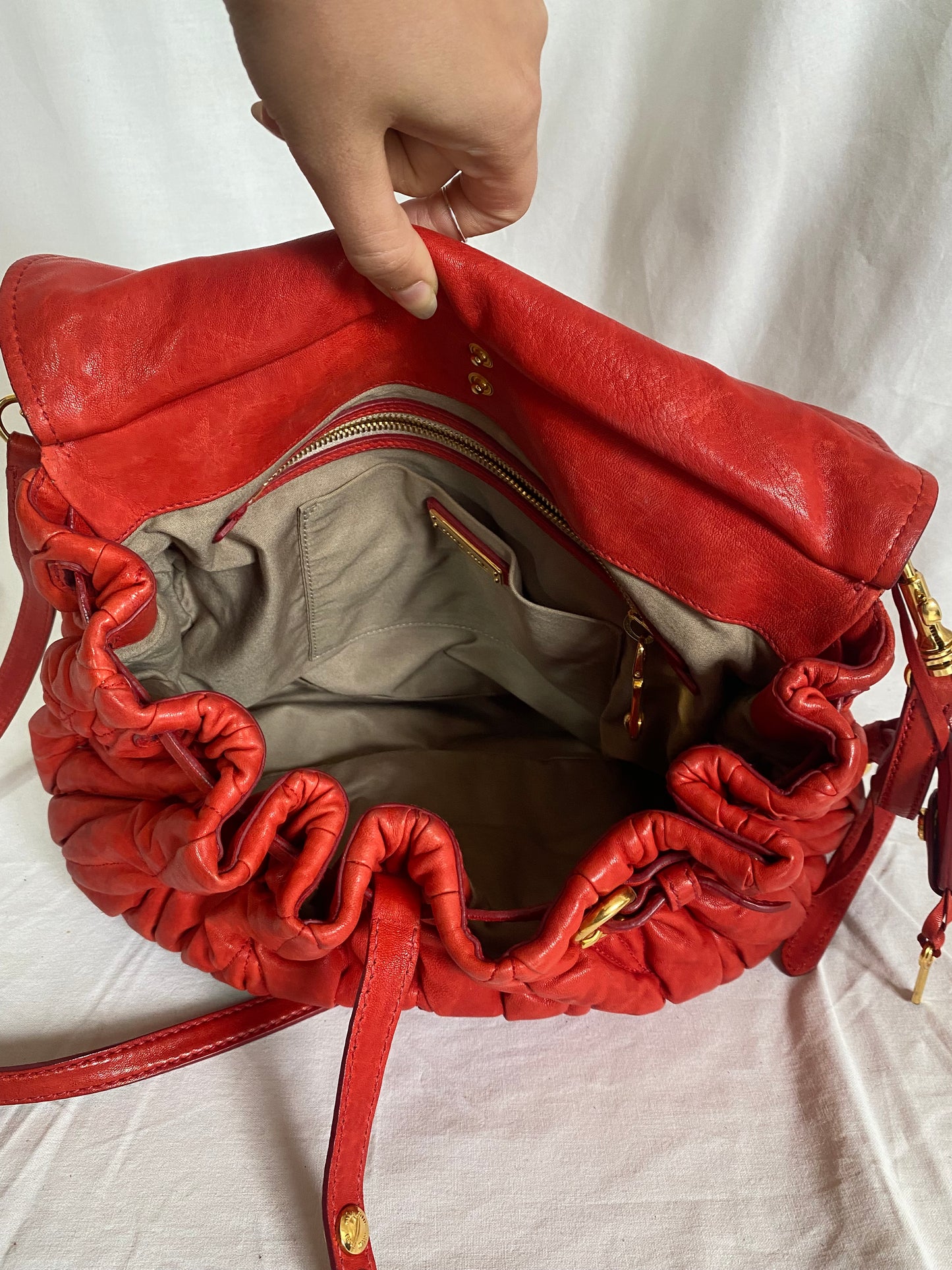Miu Miu Matelasse Coffer Hobo 2-Way Bag Red