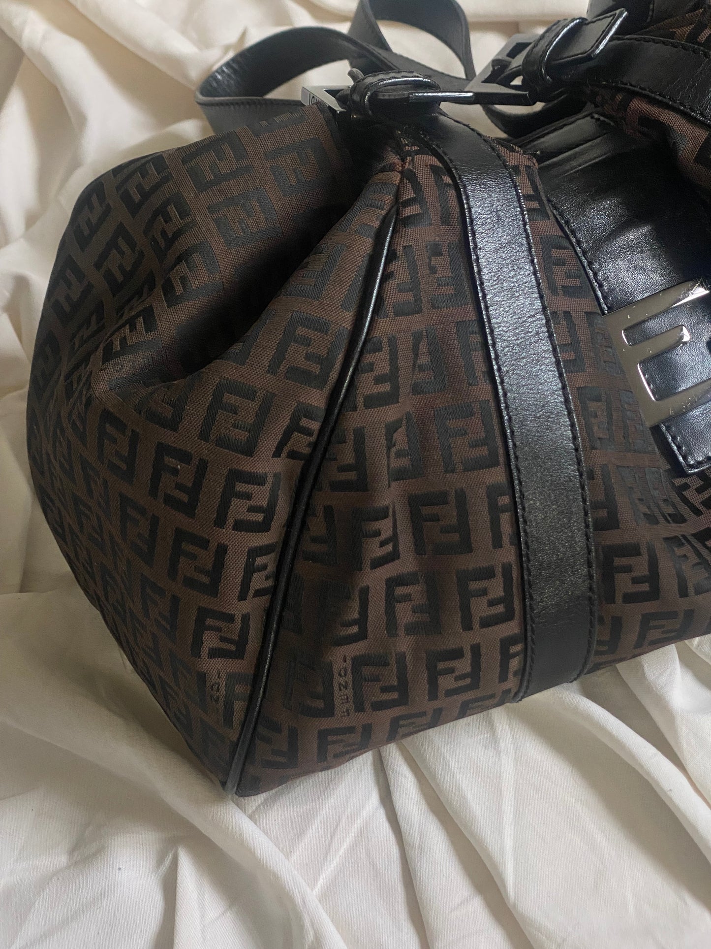 Fendi Zucca Monogram Shoulder Bag Dark Brown