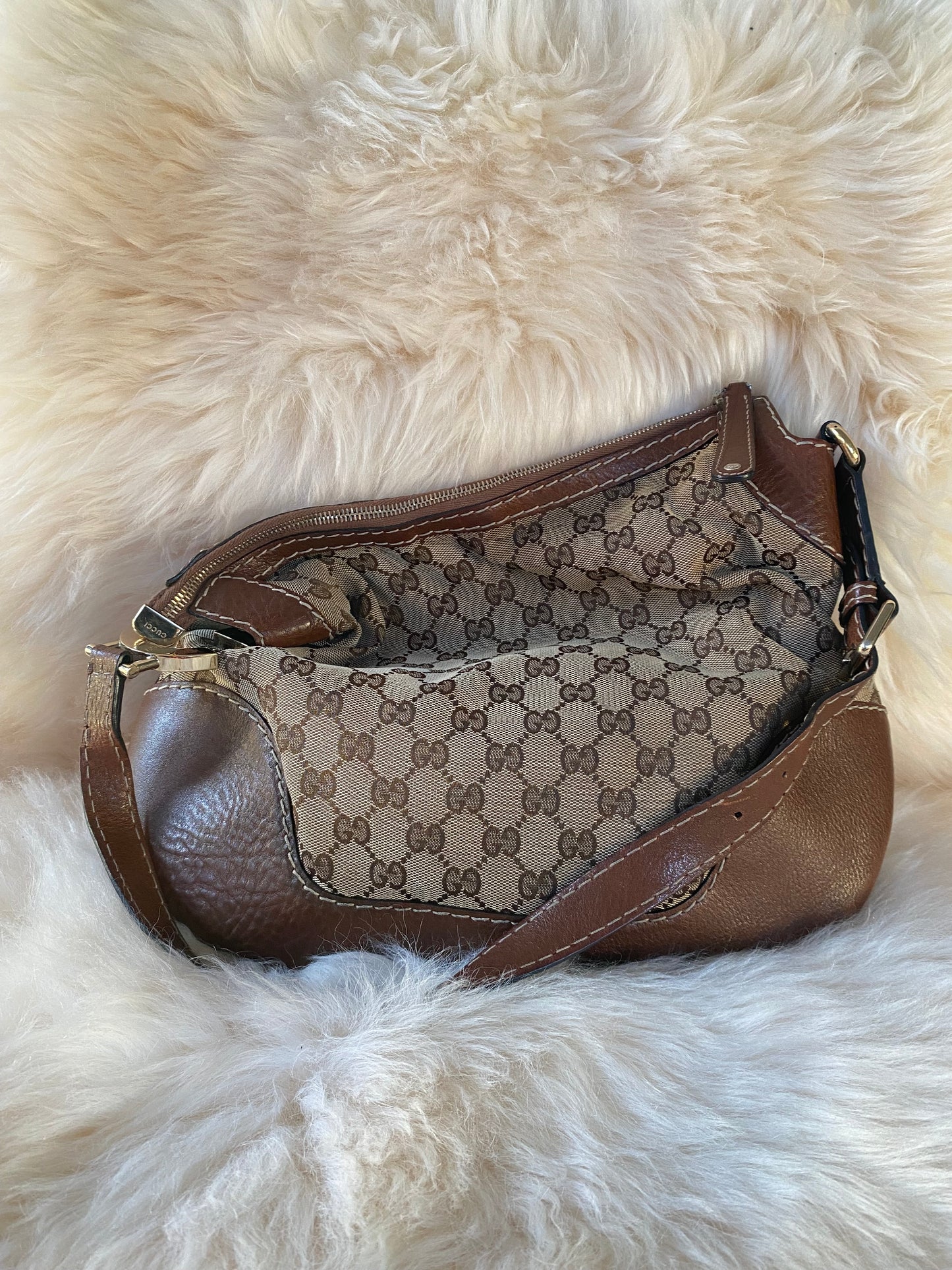 Gucci GG Canvas Shoulder Bag Brown