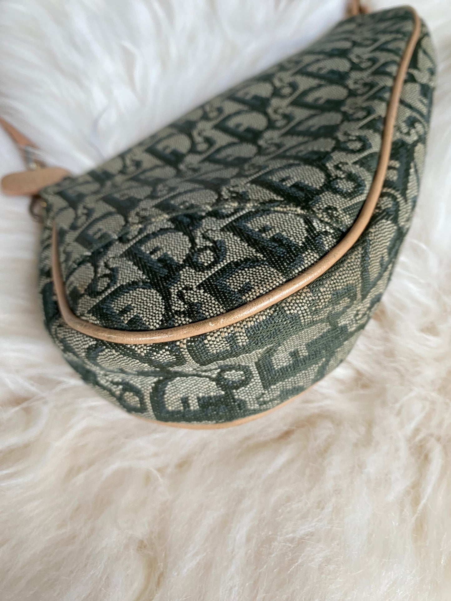 Dior Monogram Trotter Mini Saddle Bag/ Pochette Green