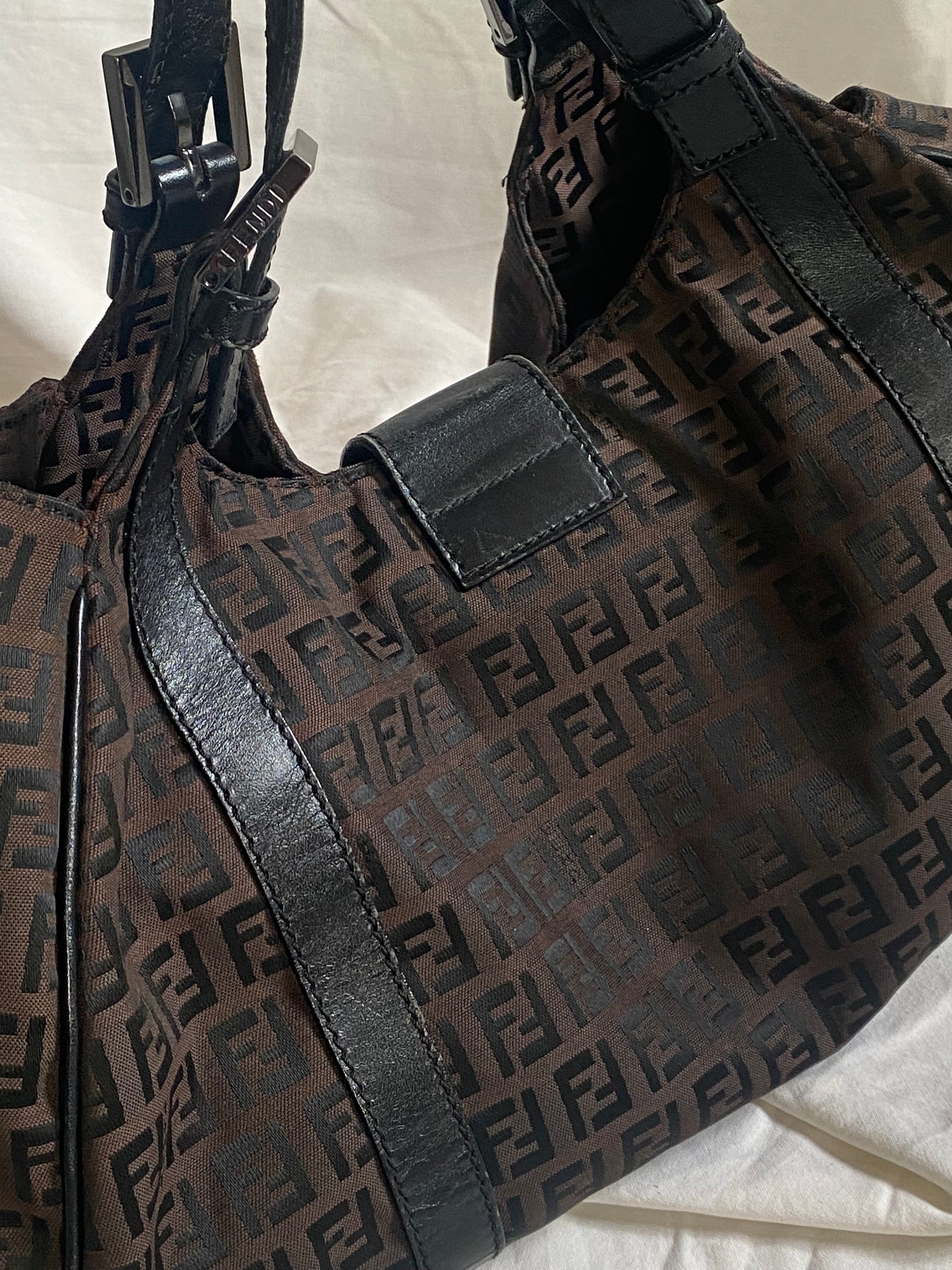 Fendi Zucca Monogram Shoulder Bag Dark Brown