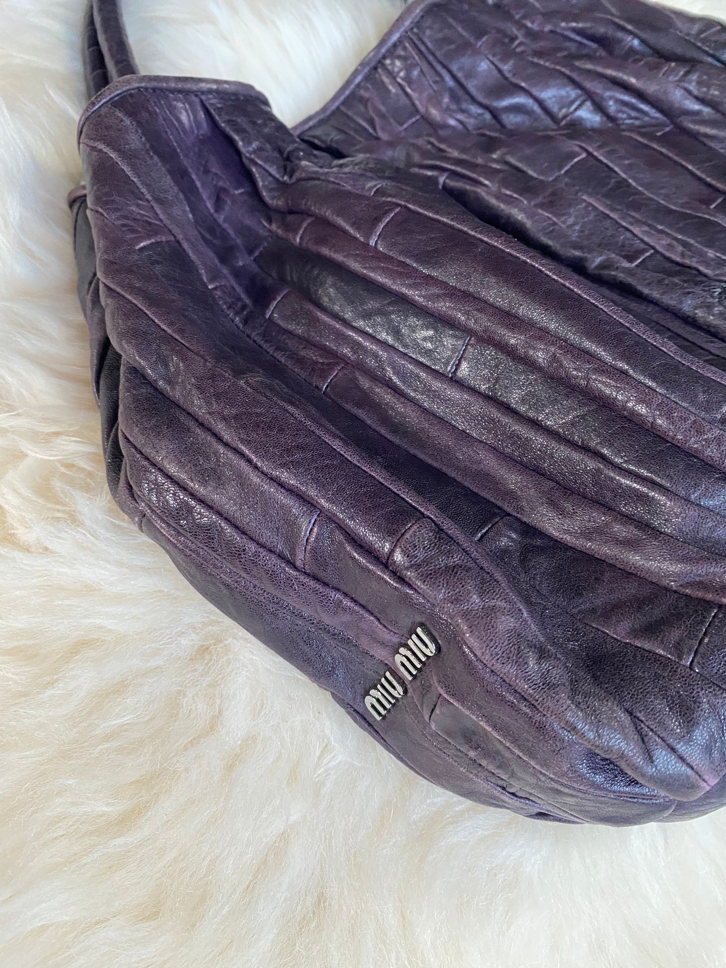 Miu Miu Patchwork Shoulder Bag Purple