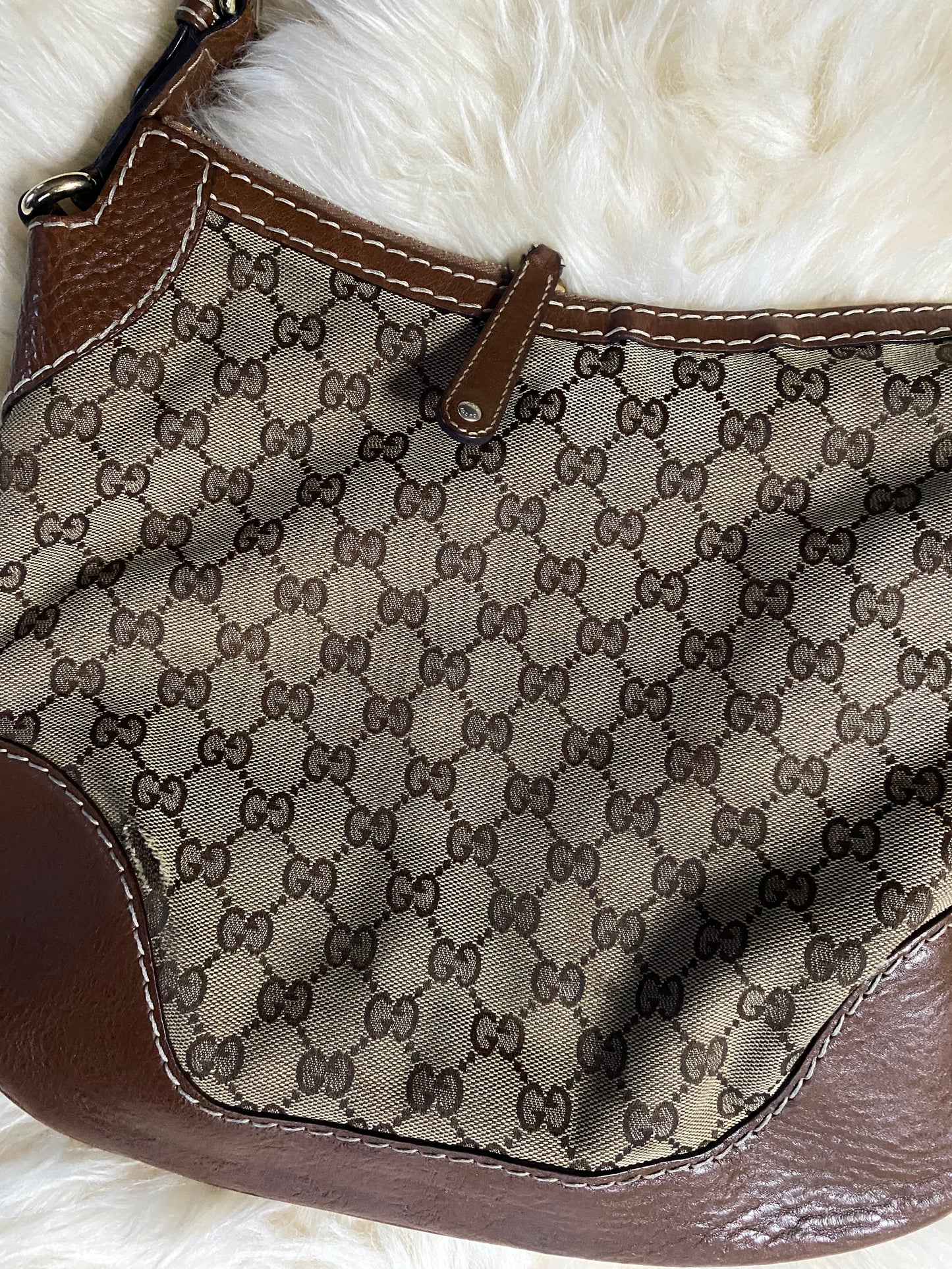 Gucci GG Canvas Shoulder Bag Brown