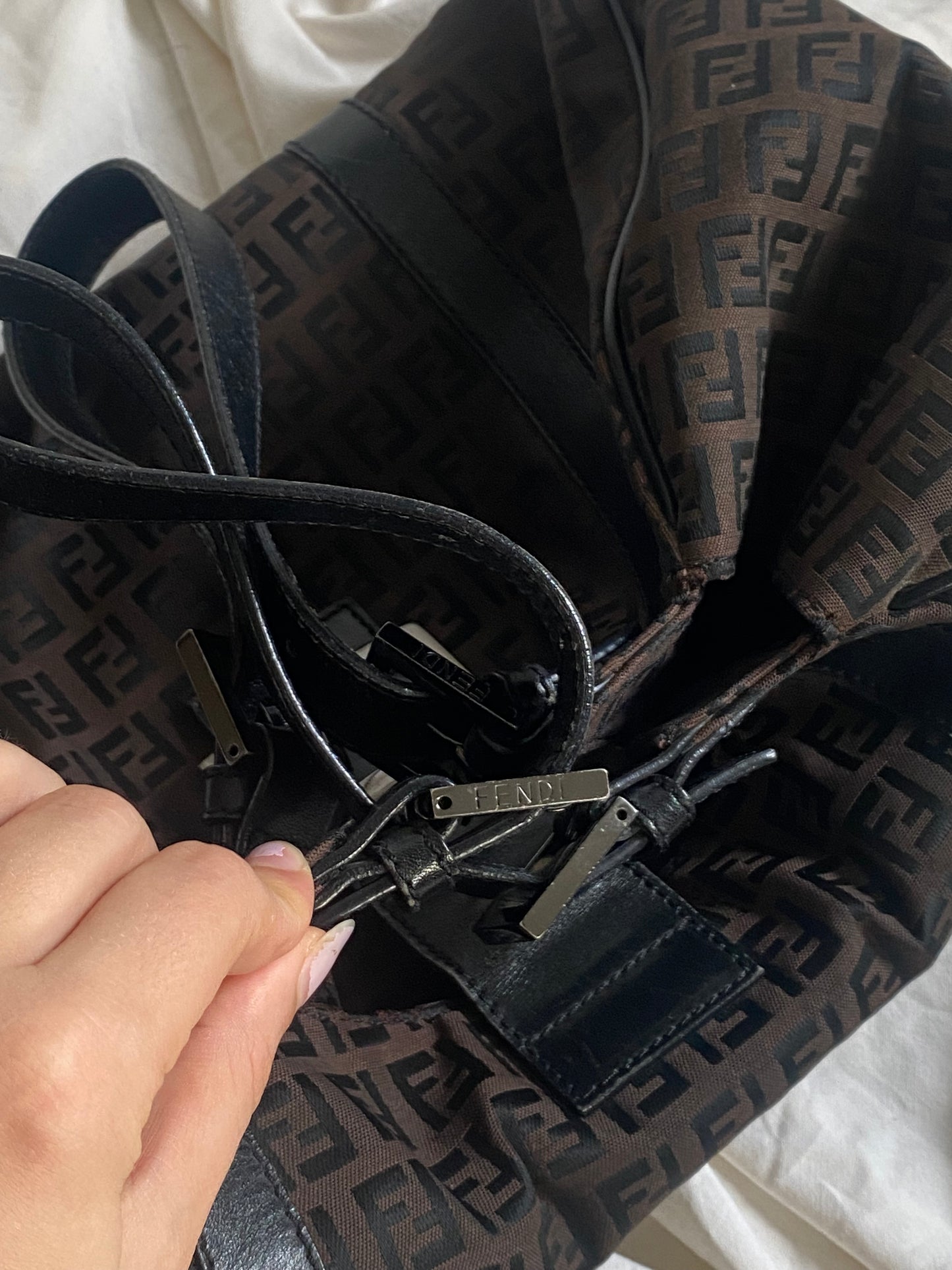 Fendi Zucca Monogram Shoulder Bag Dark Brown