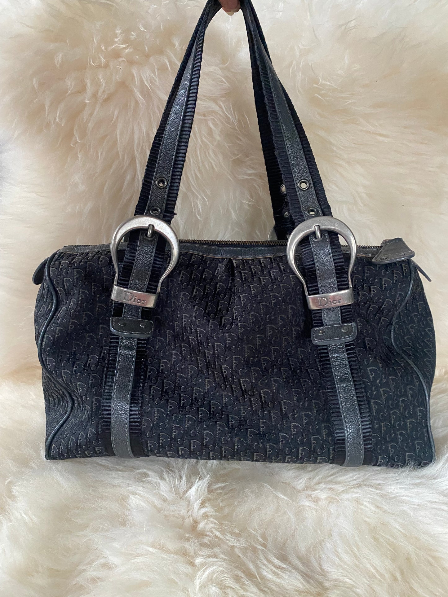 Dior Monogram Oblique Canvas Buckle Shoulderbag Black